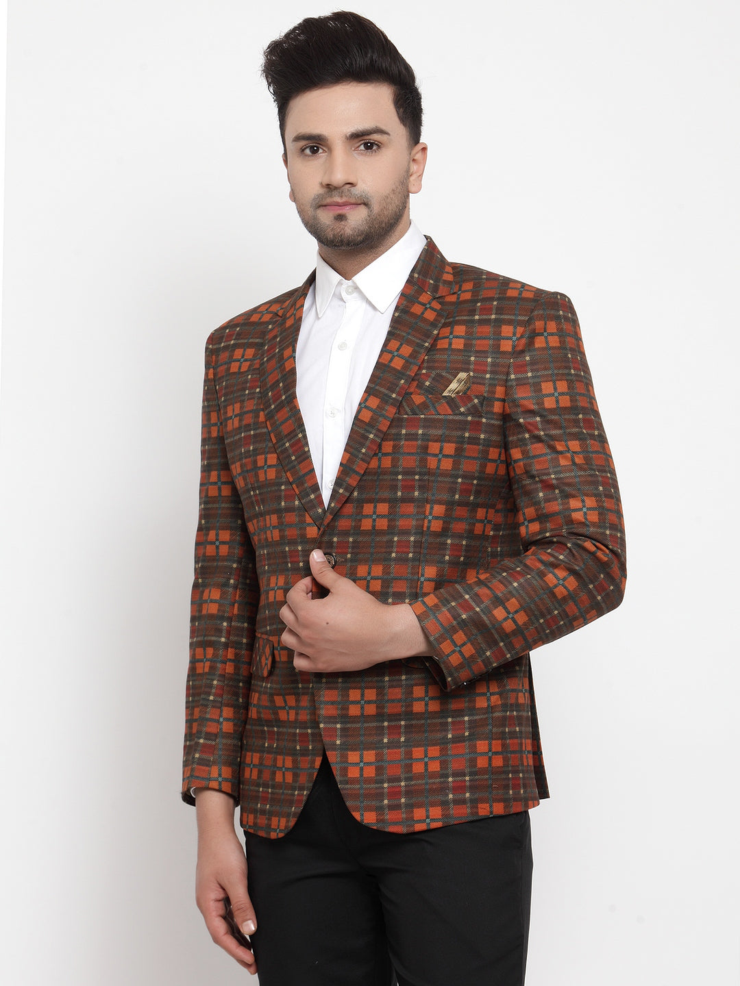 KLOTTHE Multi Wool Blend Checked Blazer