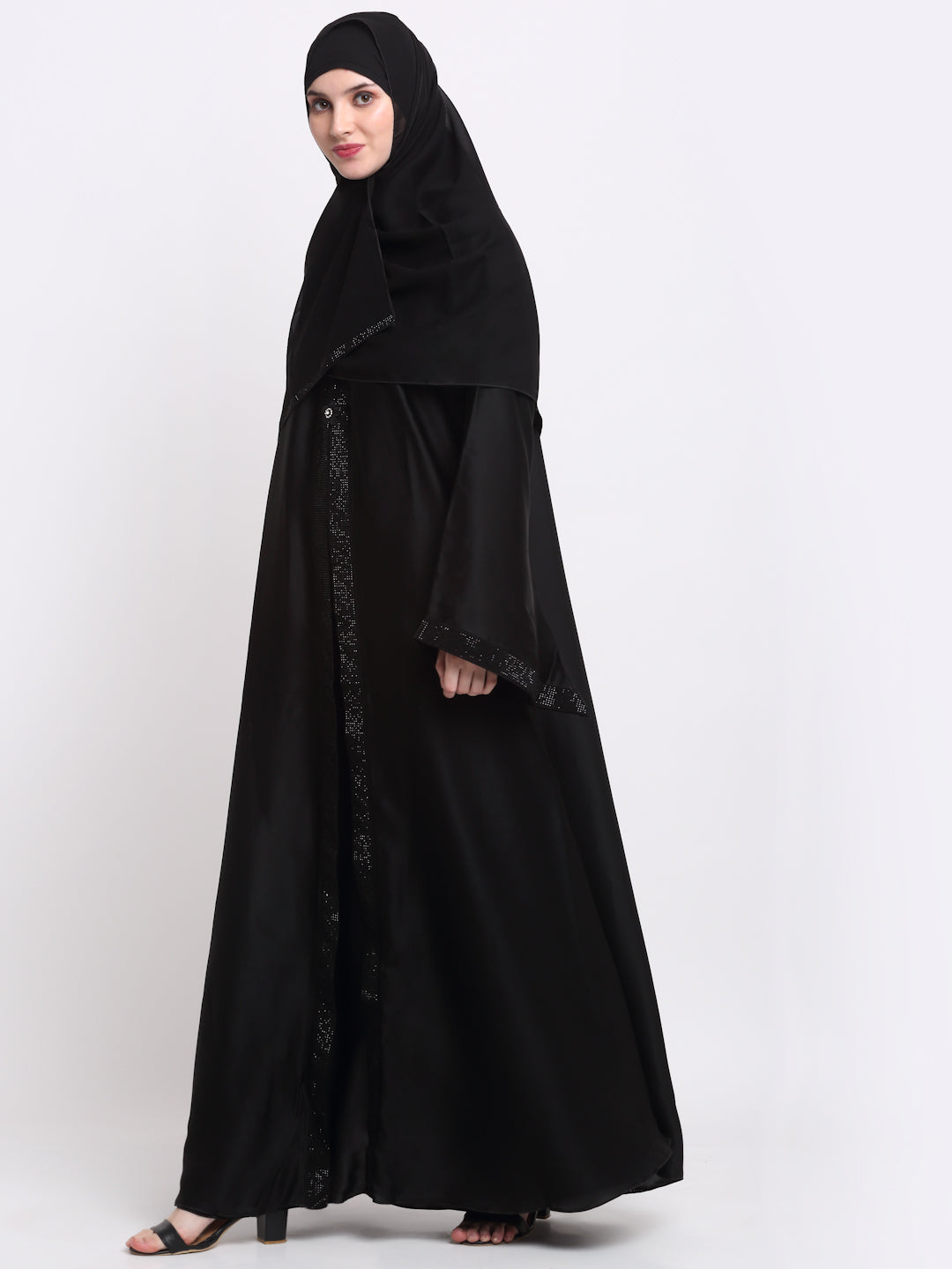 Klotthe Women Black Solid Burqa With Scarf