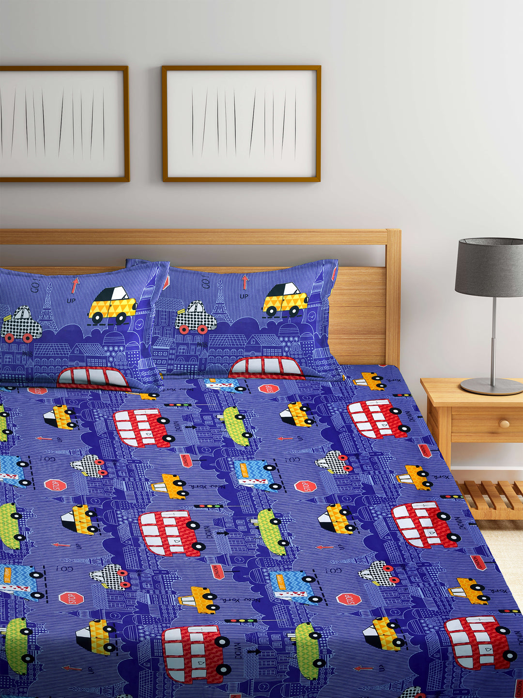 Special Kid's Edition Dinosaur Brown King Size Bed Sheet Set with 2 Pillow Covers by Klotthe® (250X220 cm)