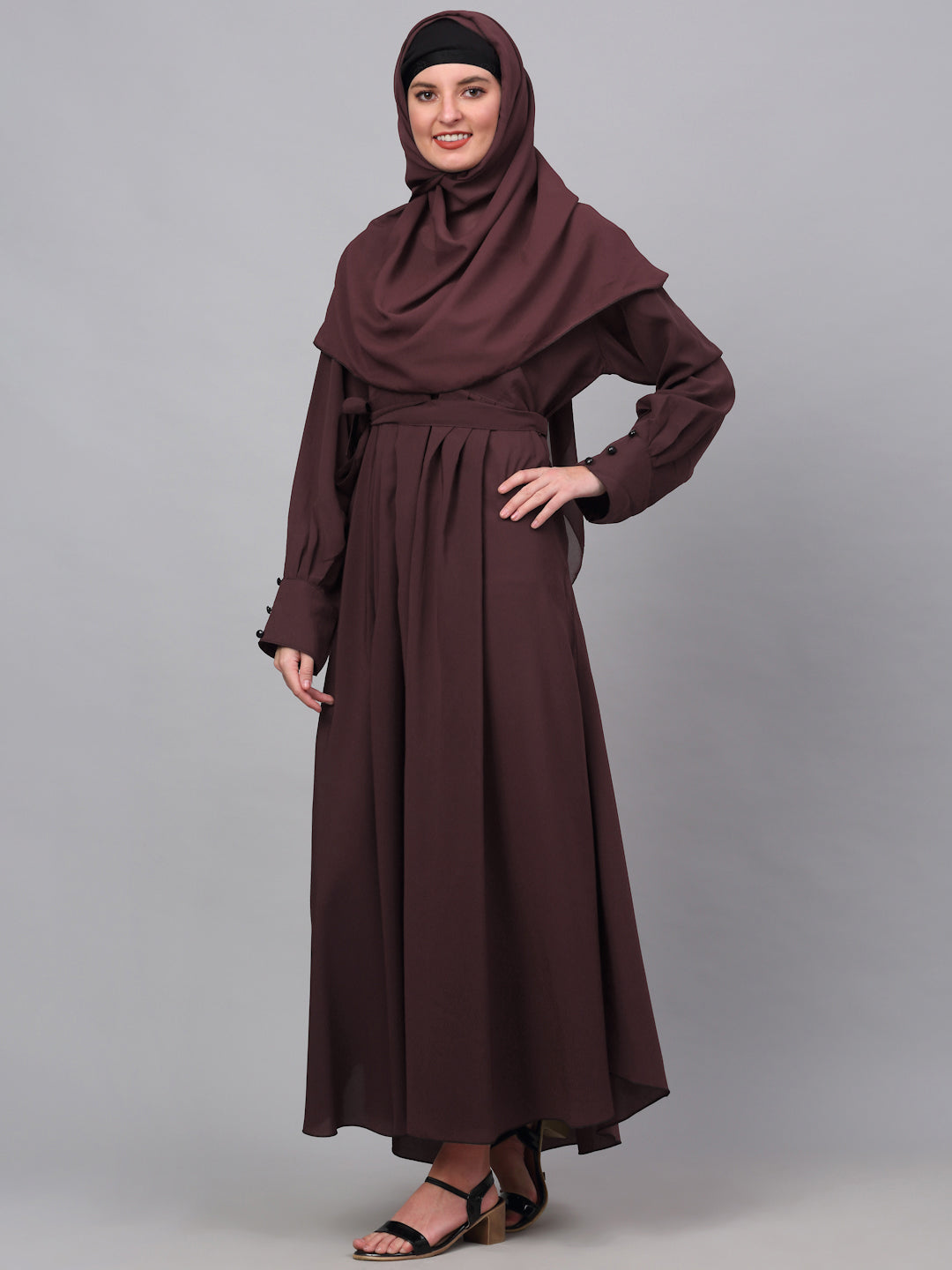 Klotthe Women Maroon Embellished Burqa With Scarves