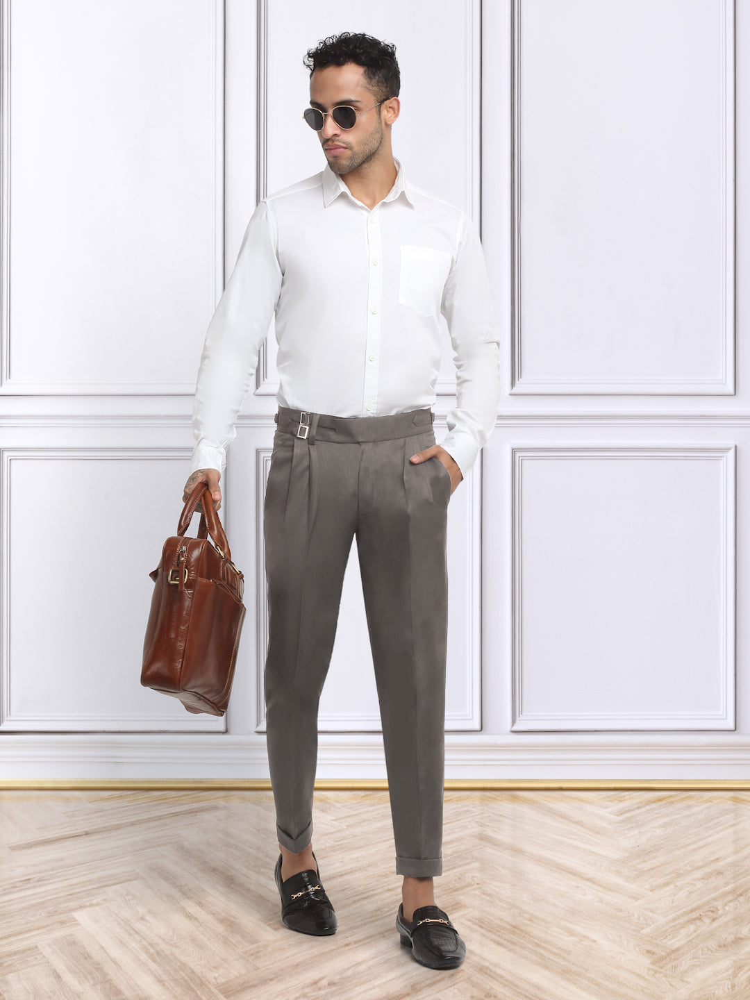 Italian Style Formal Gurkha Pant-Brown