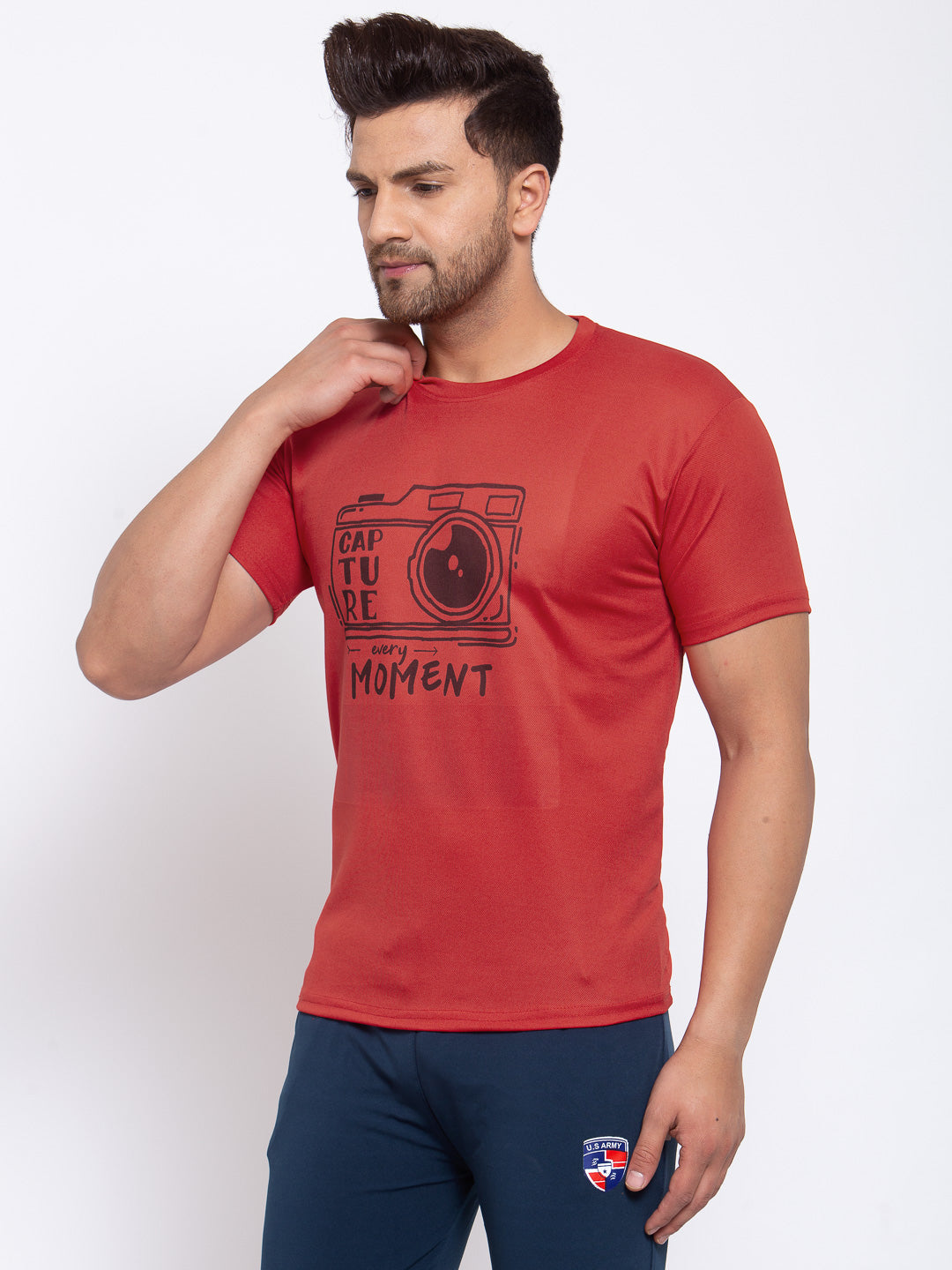 KLOTTHE Red Polyester Printed T-Shirt