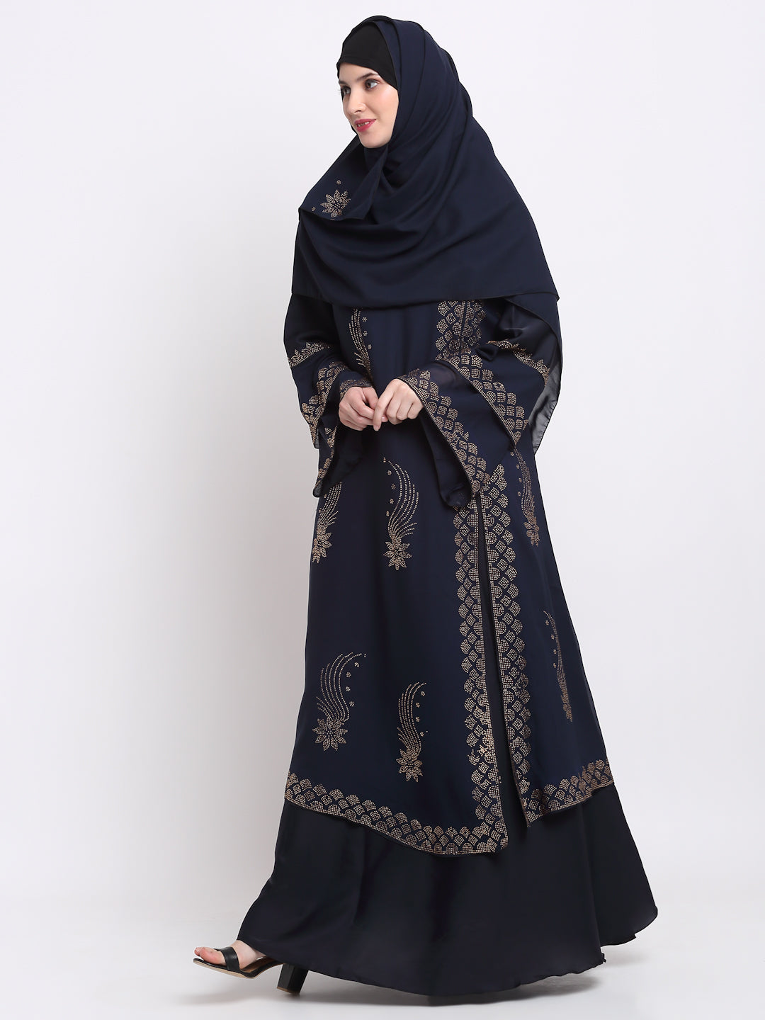 Klotthe Women Navy Blue Solid Burqa With Scarf