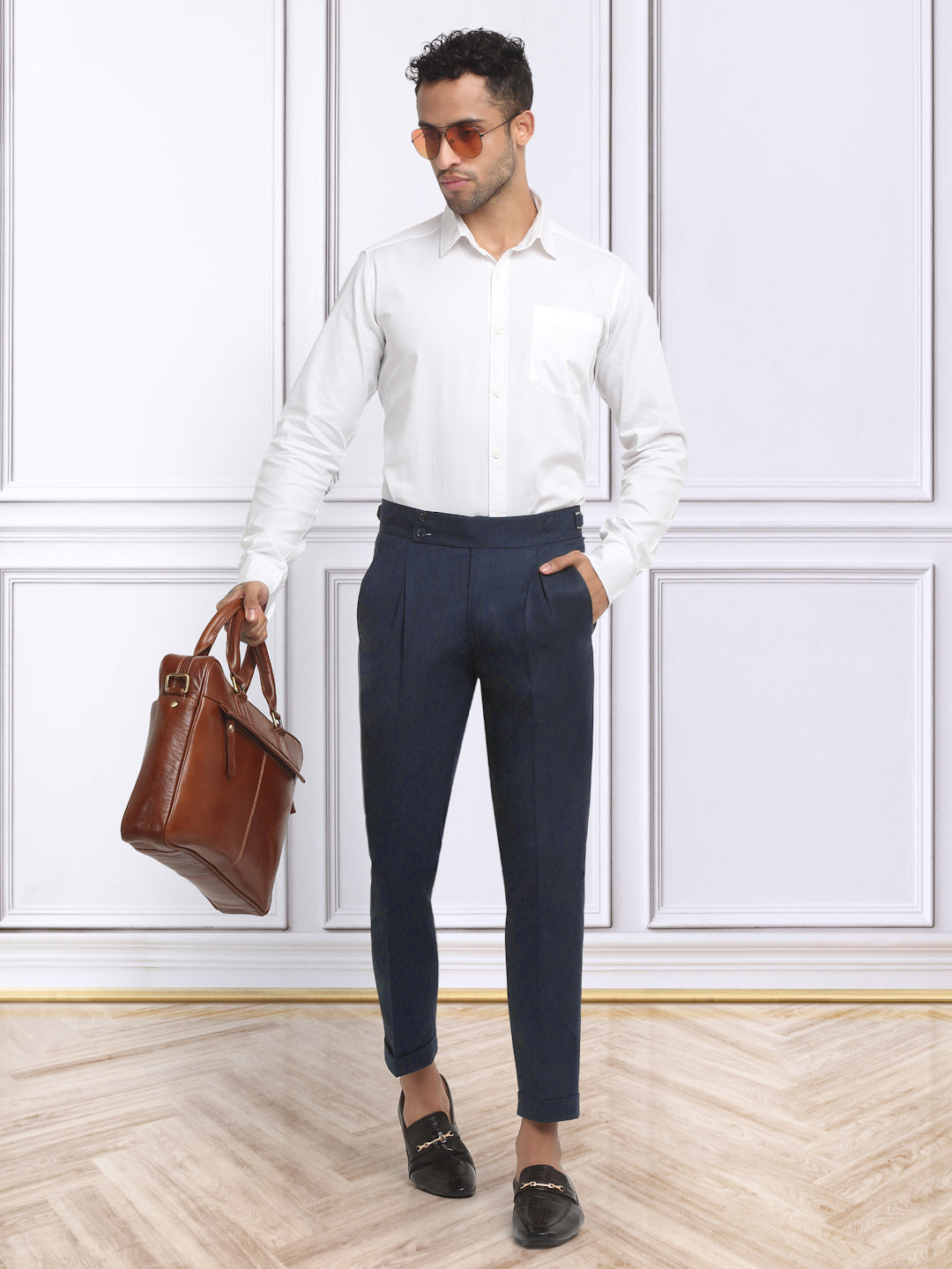 Italian Style Formal Gurkha Pant-NavyBlue