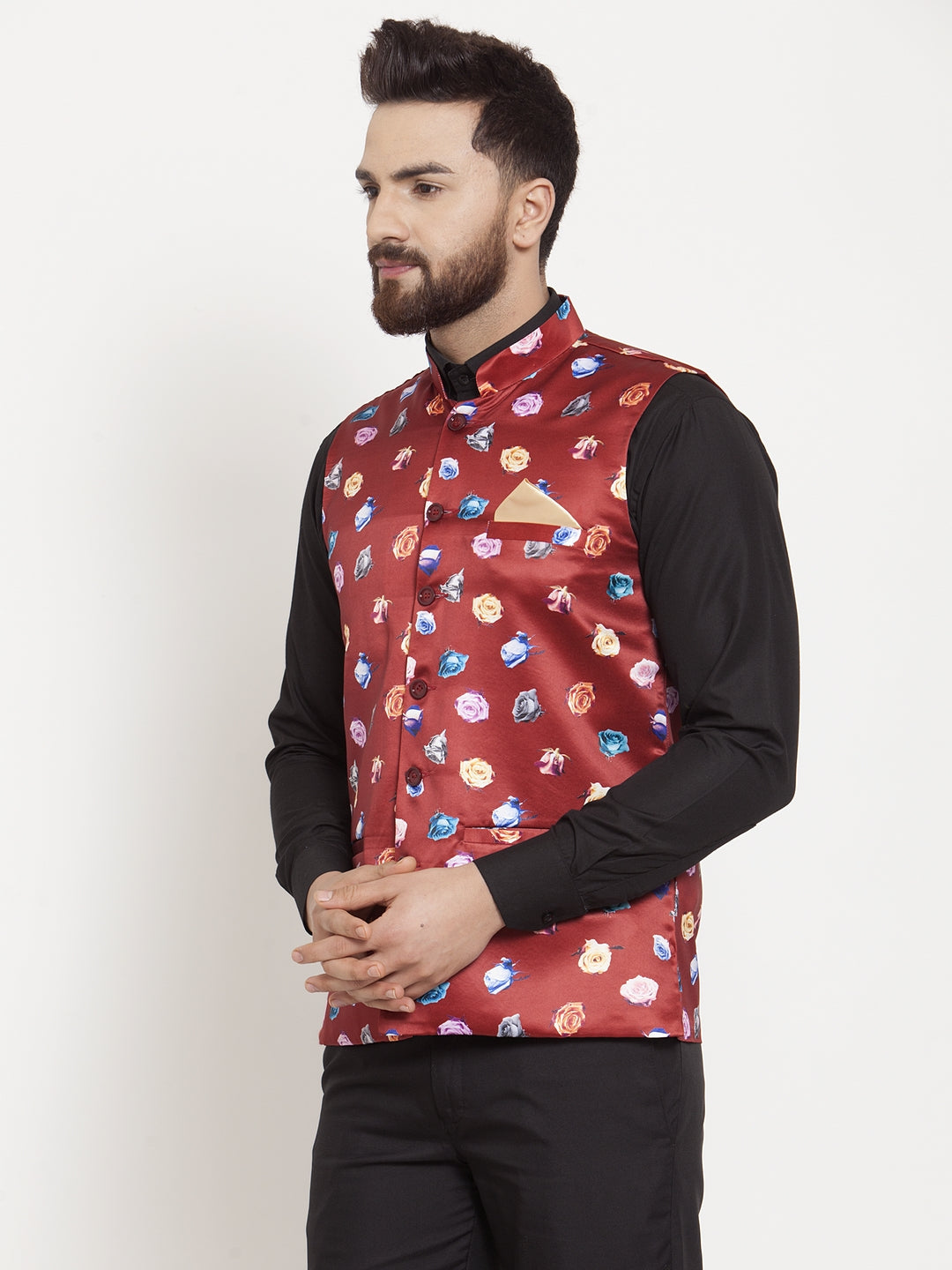 Red Cotton Linen Party Nehru Jackets