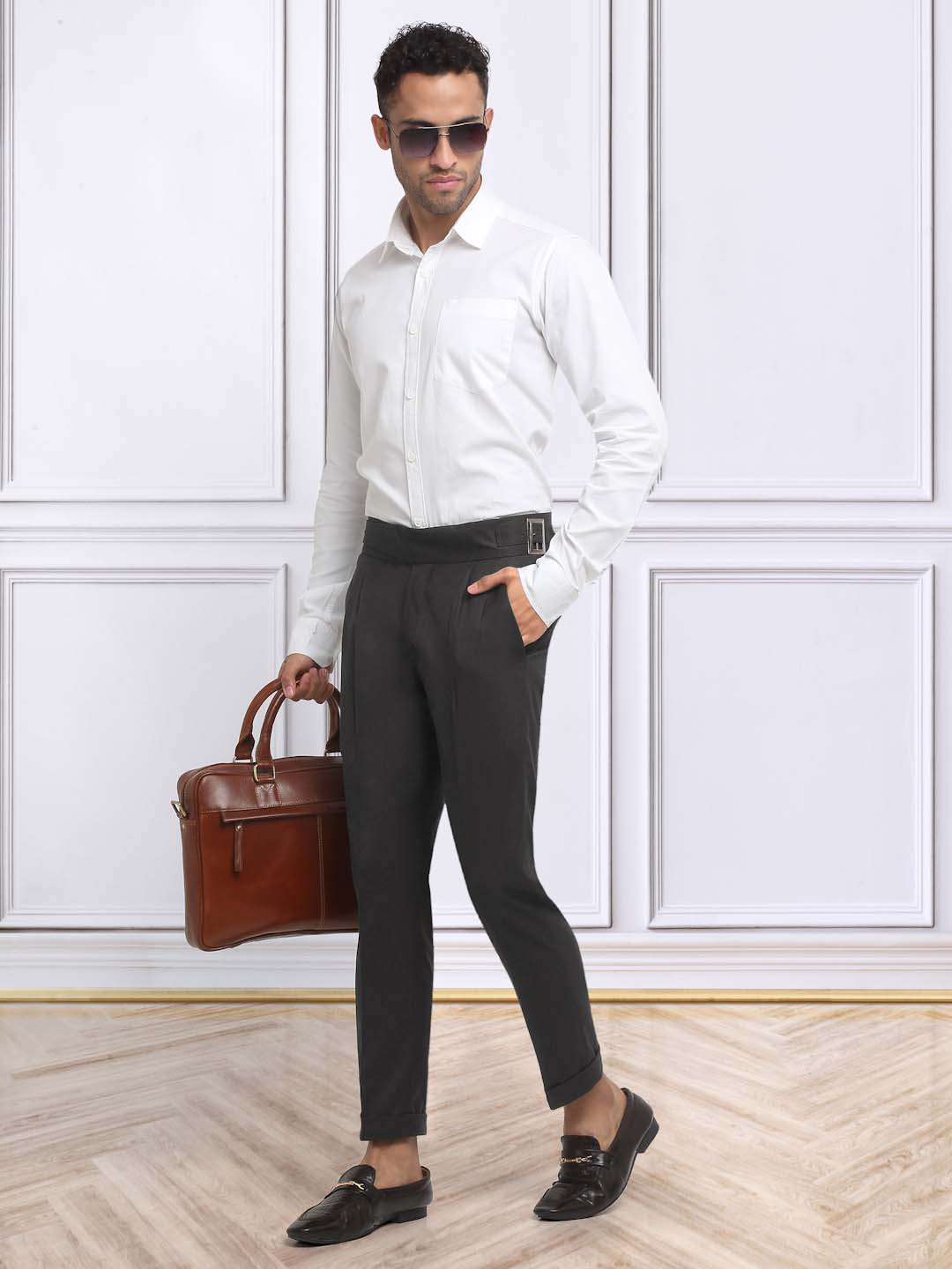 Italian Style Formal Gurkha Pant-DarkBrown