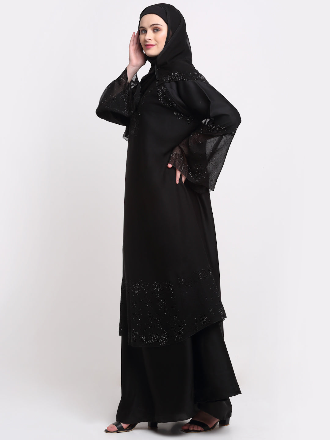 Klotthe Women Black Solid Burqa With Scarf