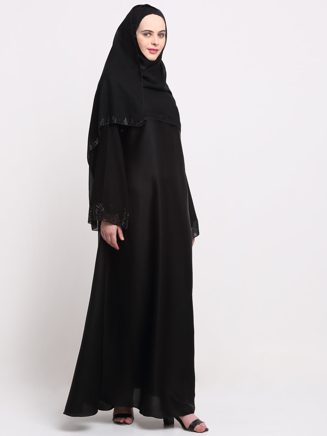 Klotthe Women Black Solid Burqa With Scarf