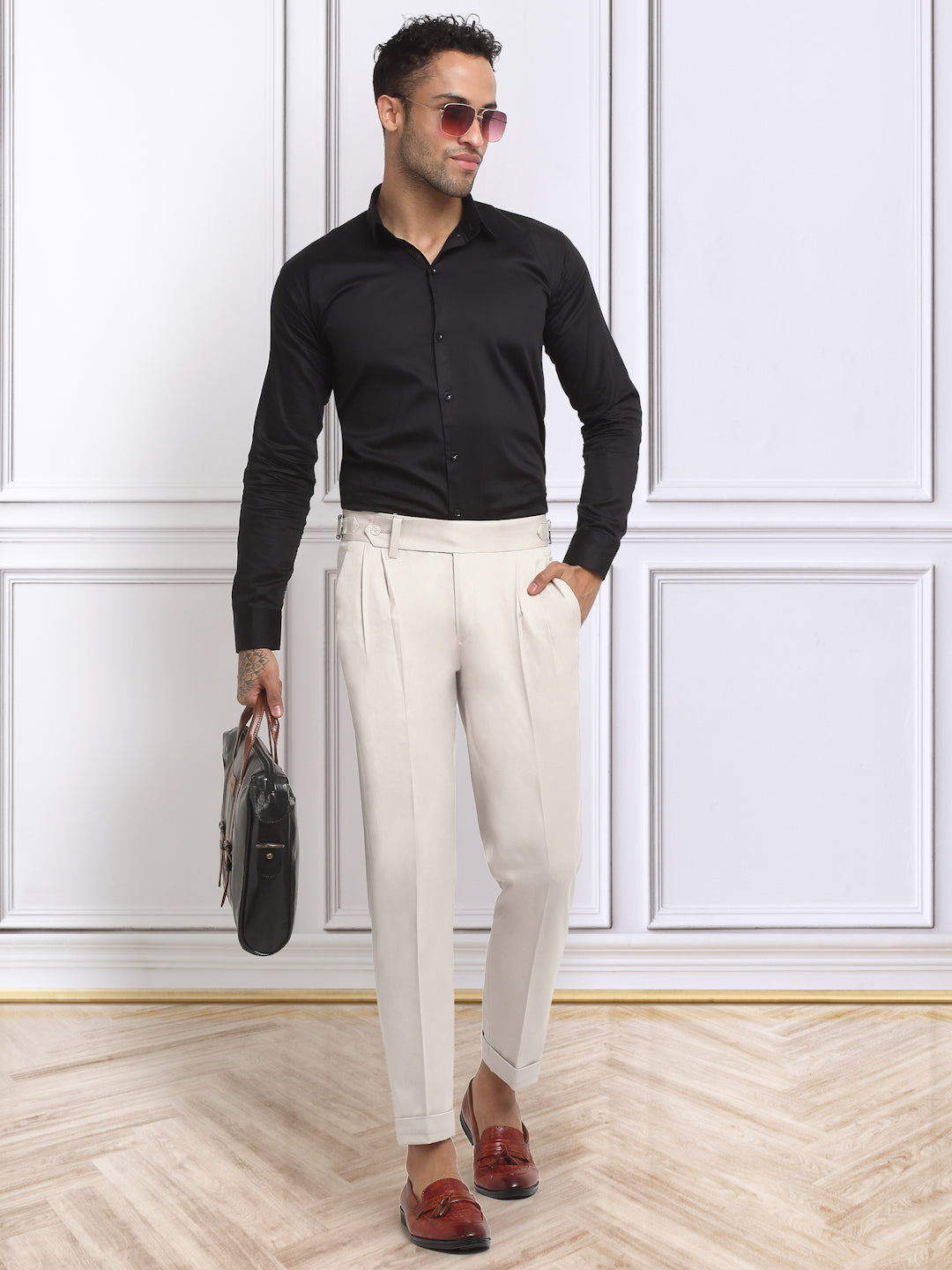 Italian Style Formal Gurkha Pant-Cream