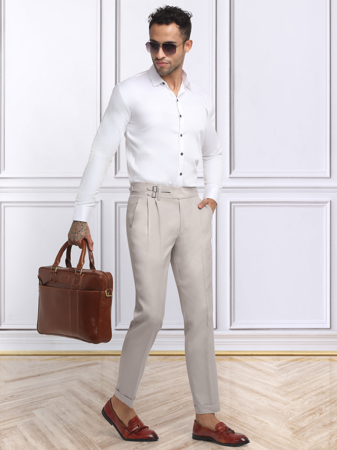 Italian Style Formal Gurkha Pant-Beige