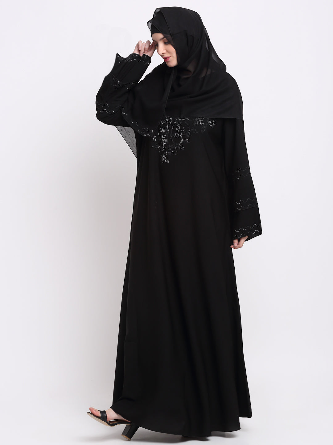 Klotthe Women Black Solid Burqa With Scarf