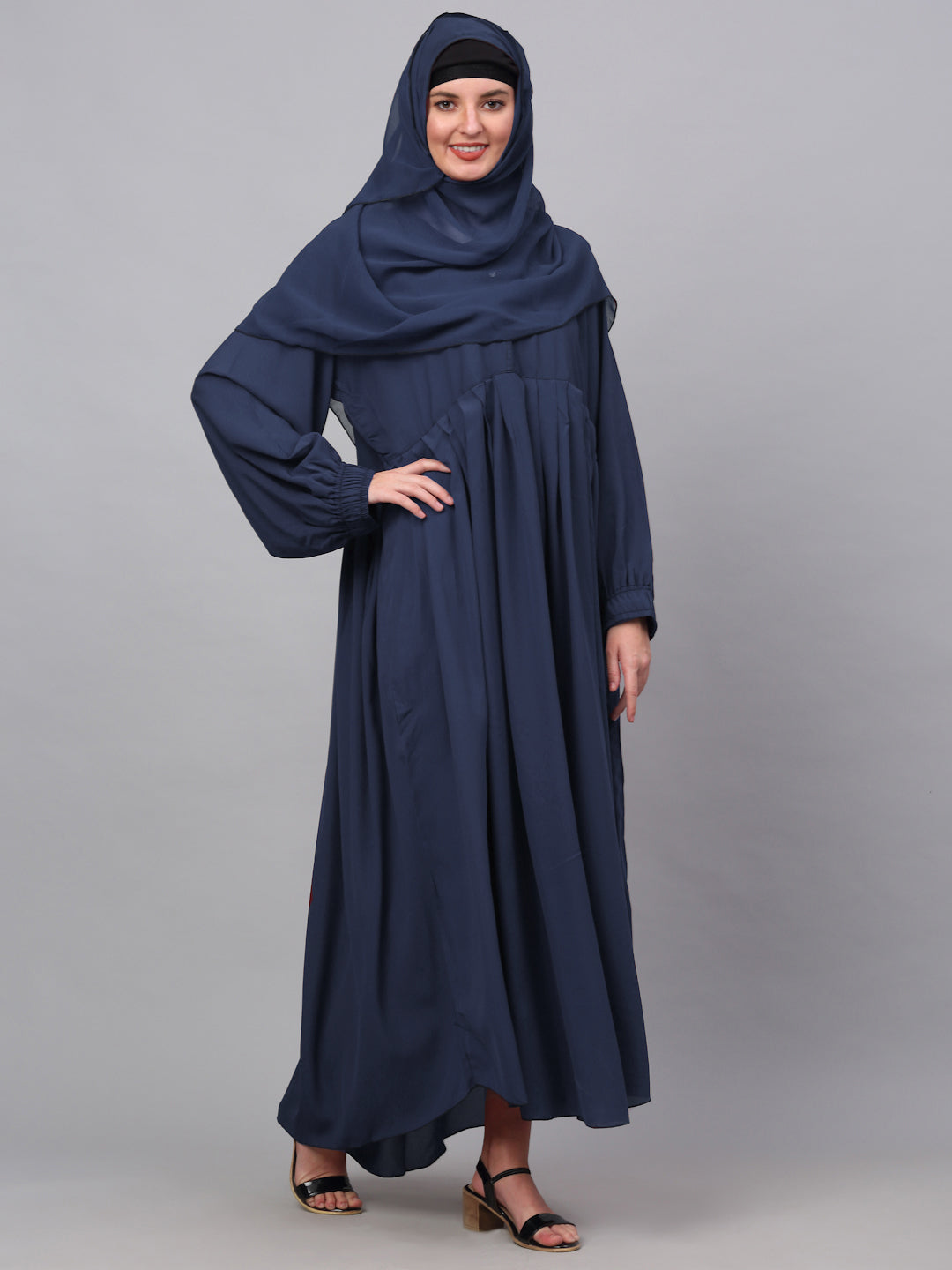 Klotthe Women Blue Embellished Burqa With Scarves