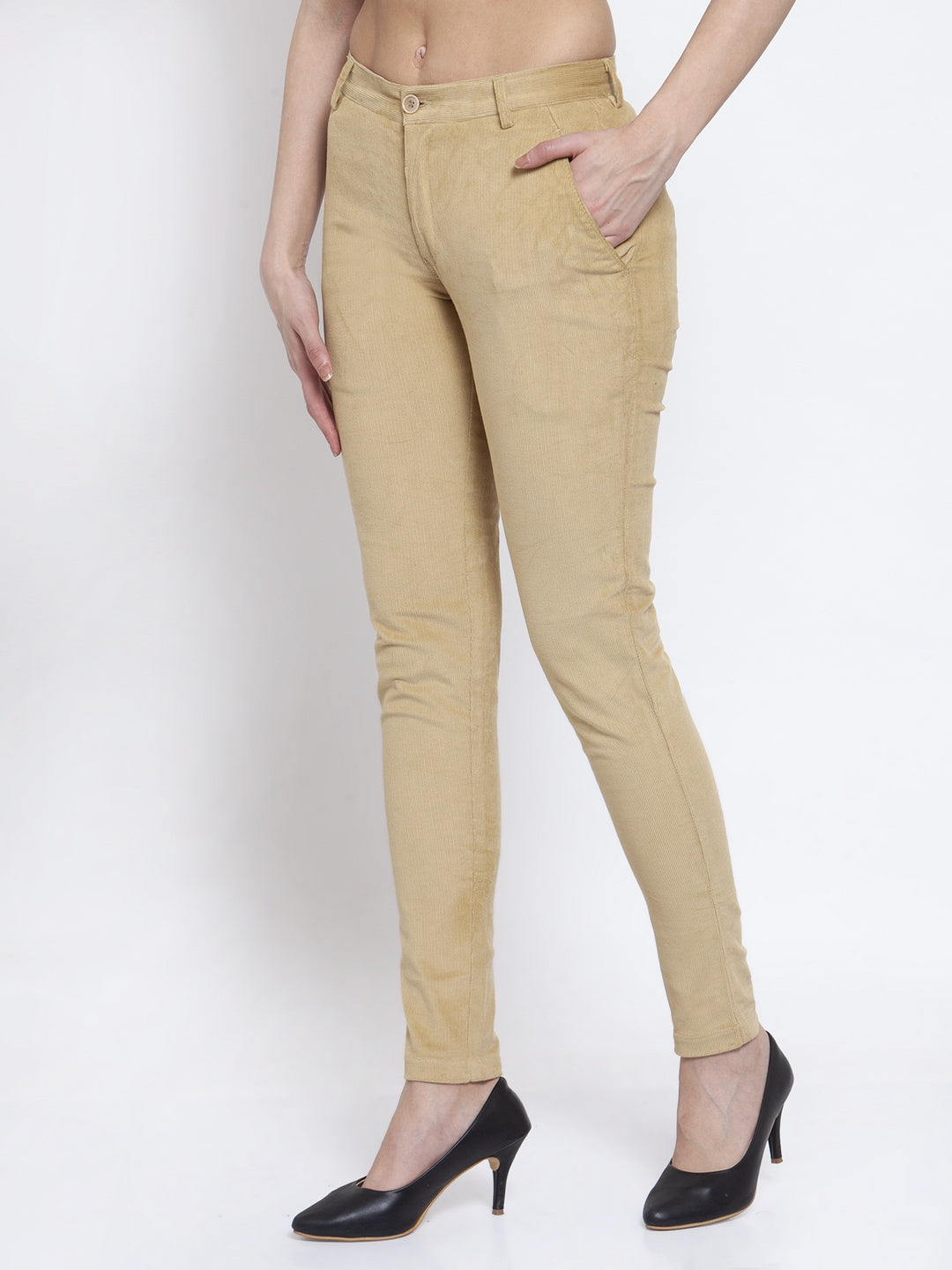 Buy Global Stitch Cotrise Pants for Women Mid Waist Wide Baggy Leg Jeans  Pants Fashion Trousers (26) Beige at Amazon.in