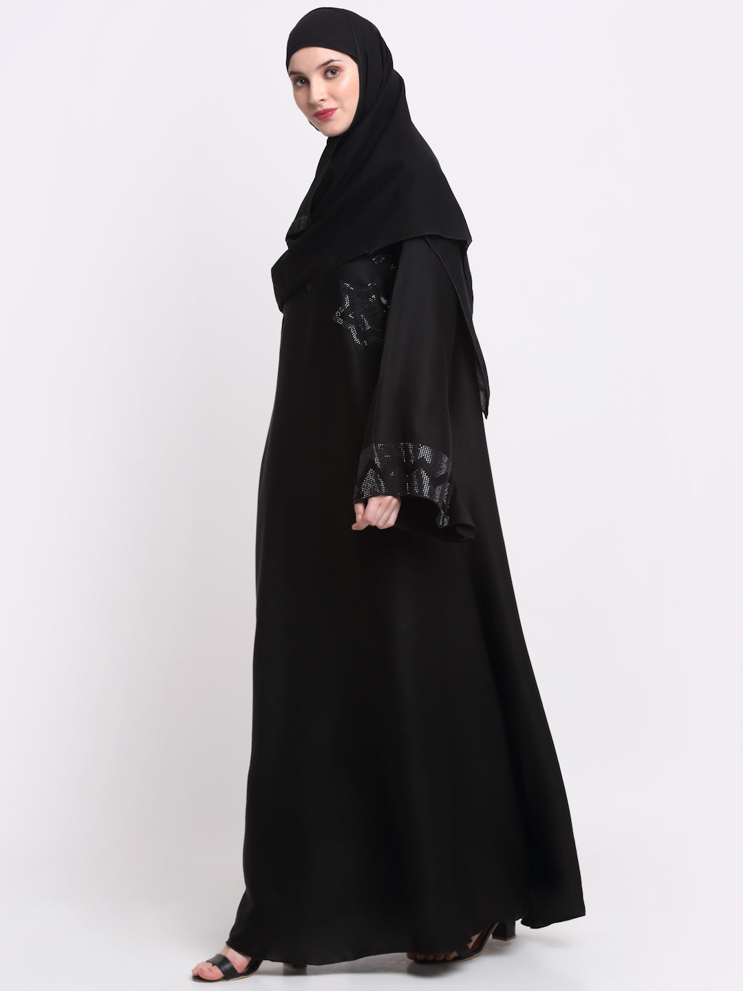 Klotthe Women Black Solid Burqa with Scarf