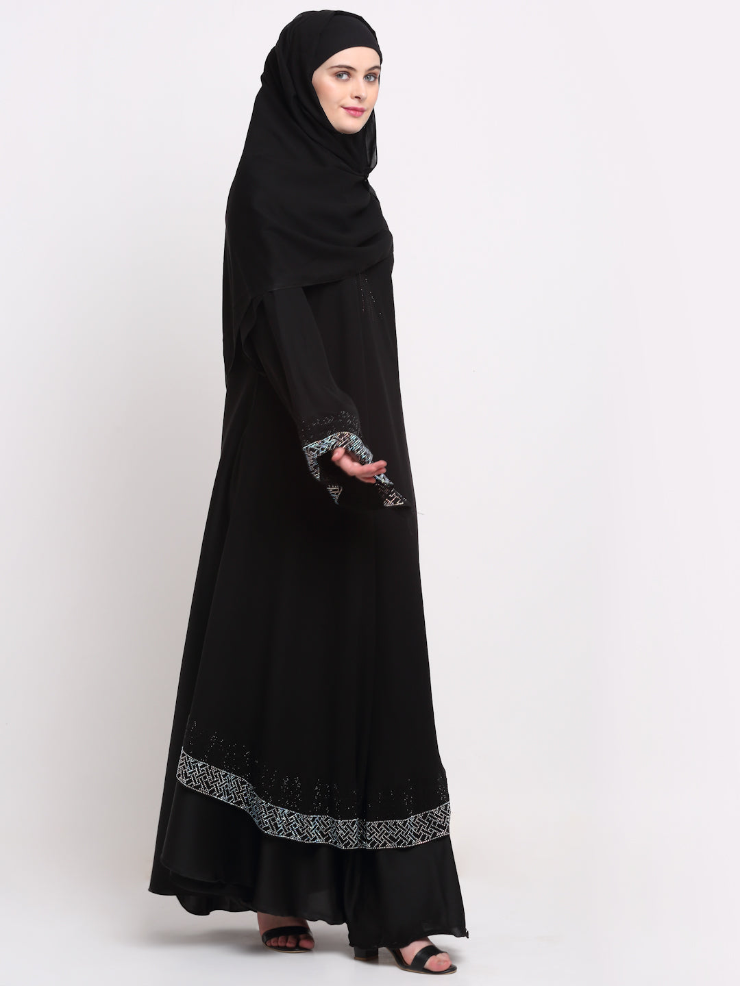 Klotthe Women Black Solid Burqa With Scarf