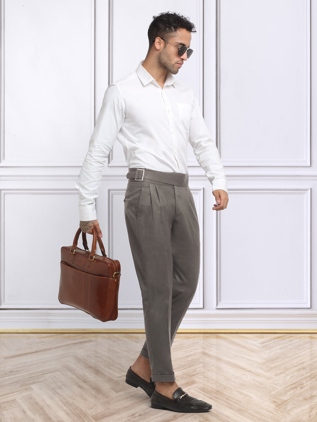 Italian Style Formal Gurkha Pant-Brown