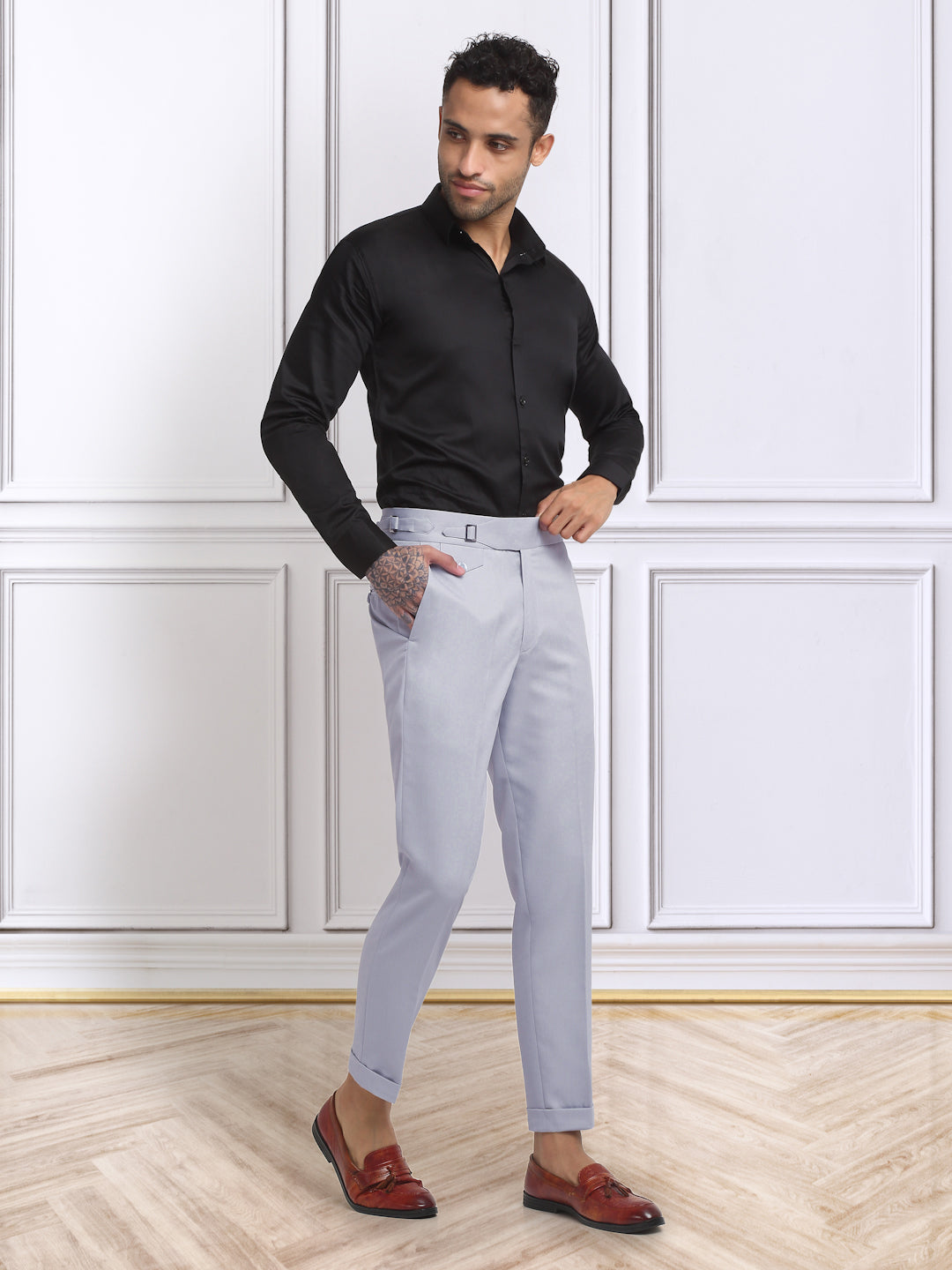 Italian Style Formal Gurkha Pant-Grey