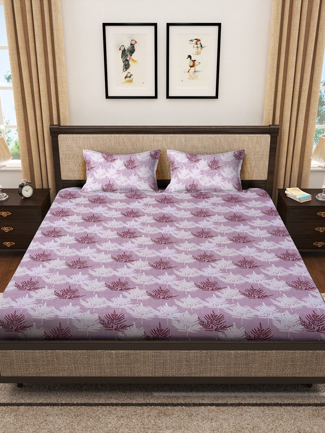 Klotthe Multicolor Floral 400 TC Pure Cotton Double Bedsheet with 2 Pillow Covers