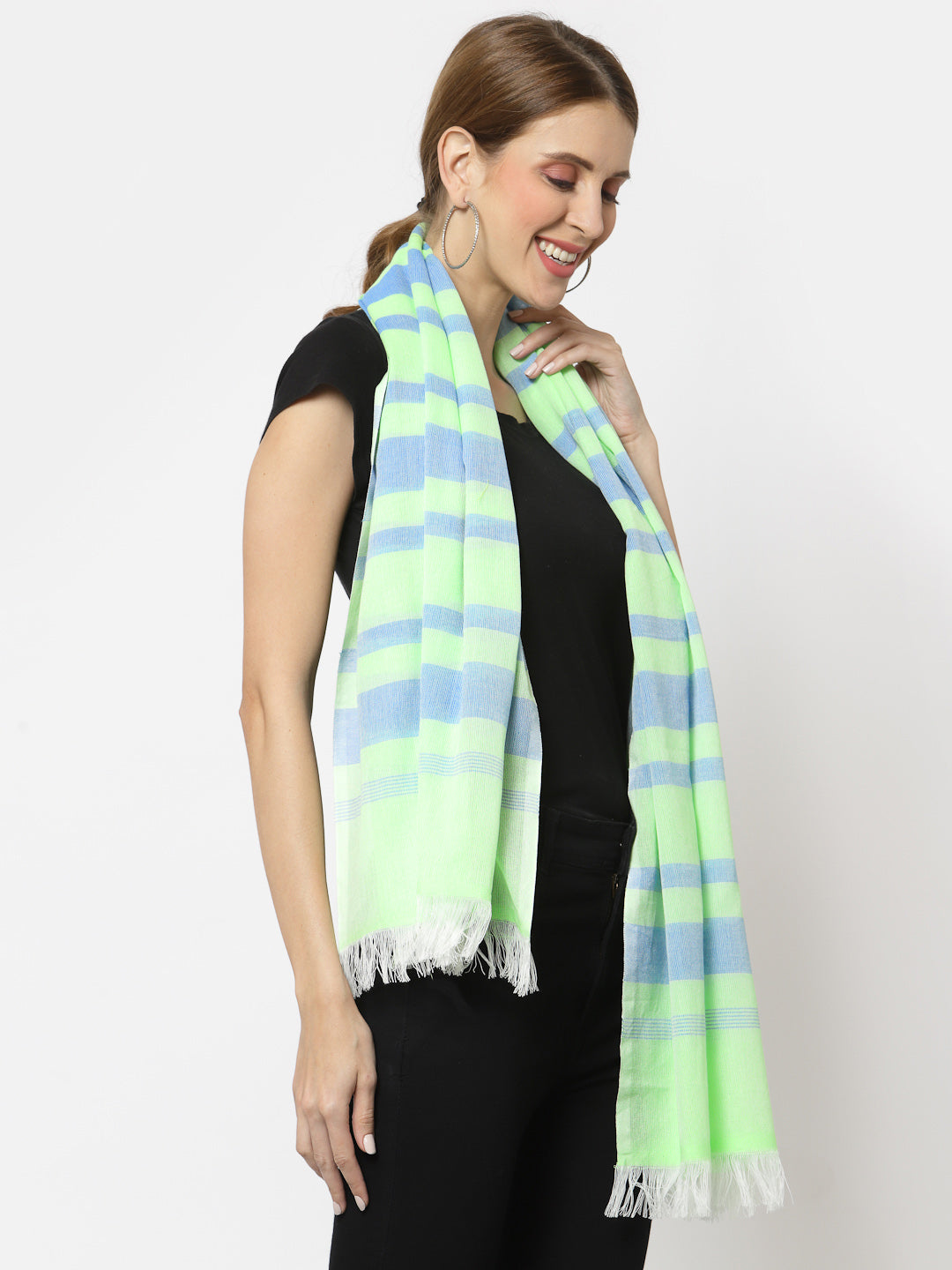 Klotthe Women MultiColor Striped Cotton Stole