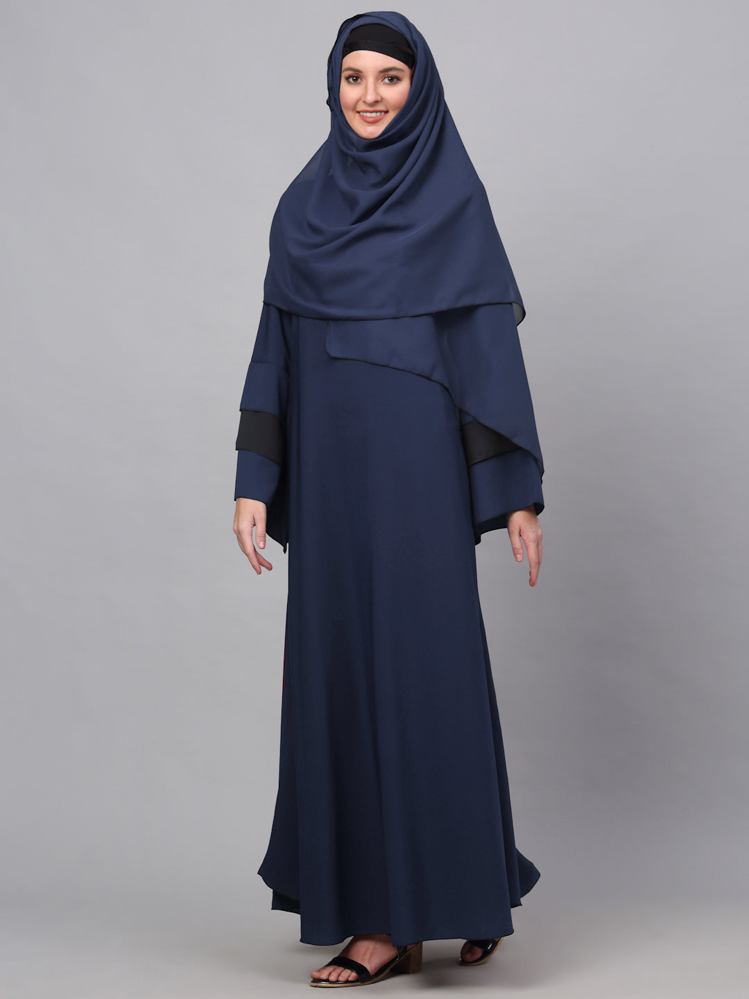 Klotthe Women Blue Embellished Burqa With Scarves