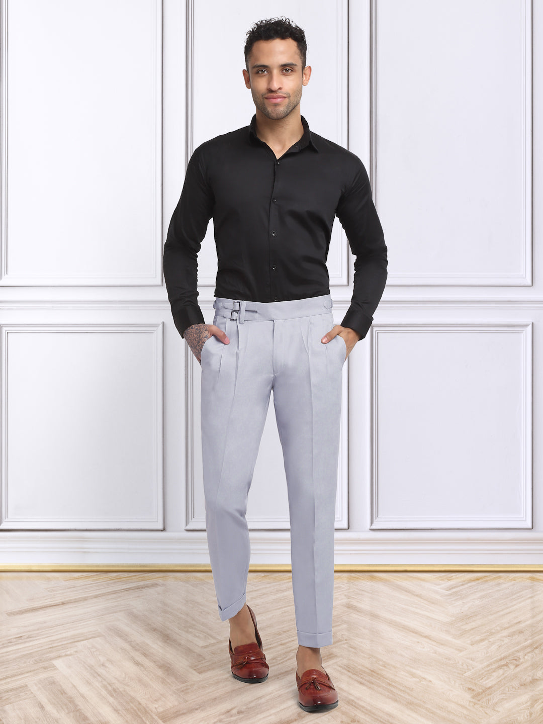 Italian Style Formal Gurkha Pant-Grey