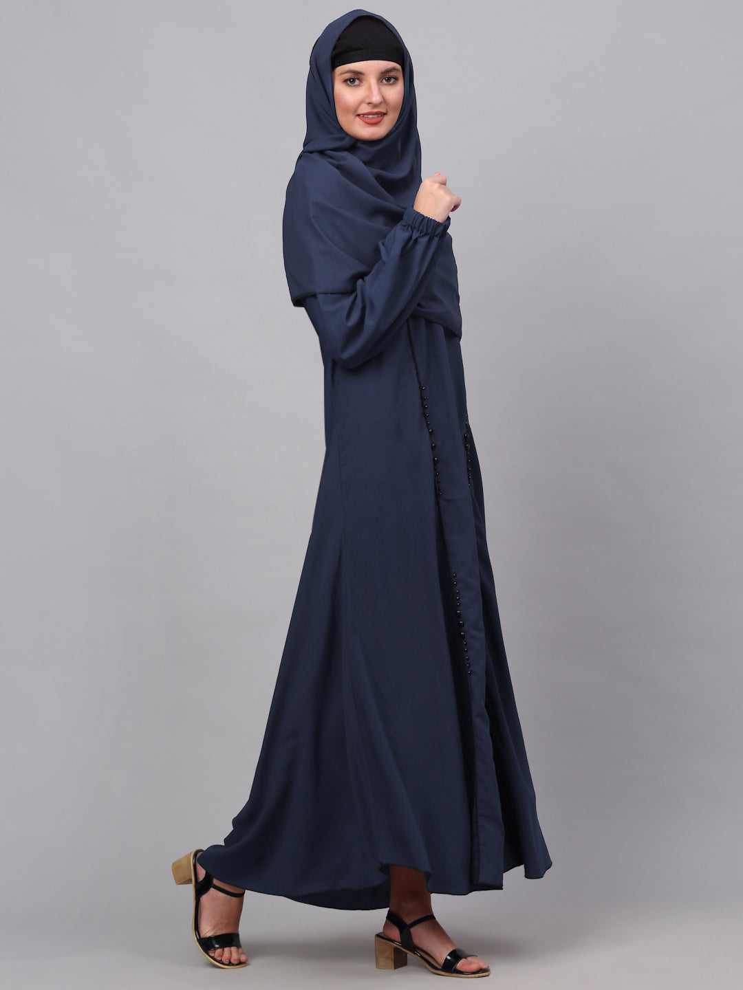 Klotthe Women Blue Embellished Burqa With Scarves