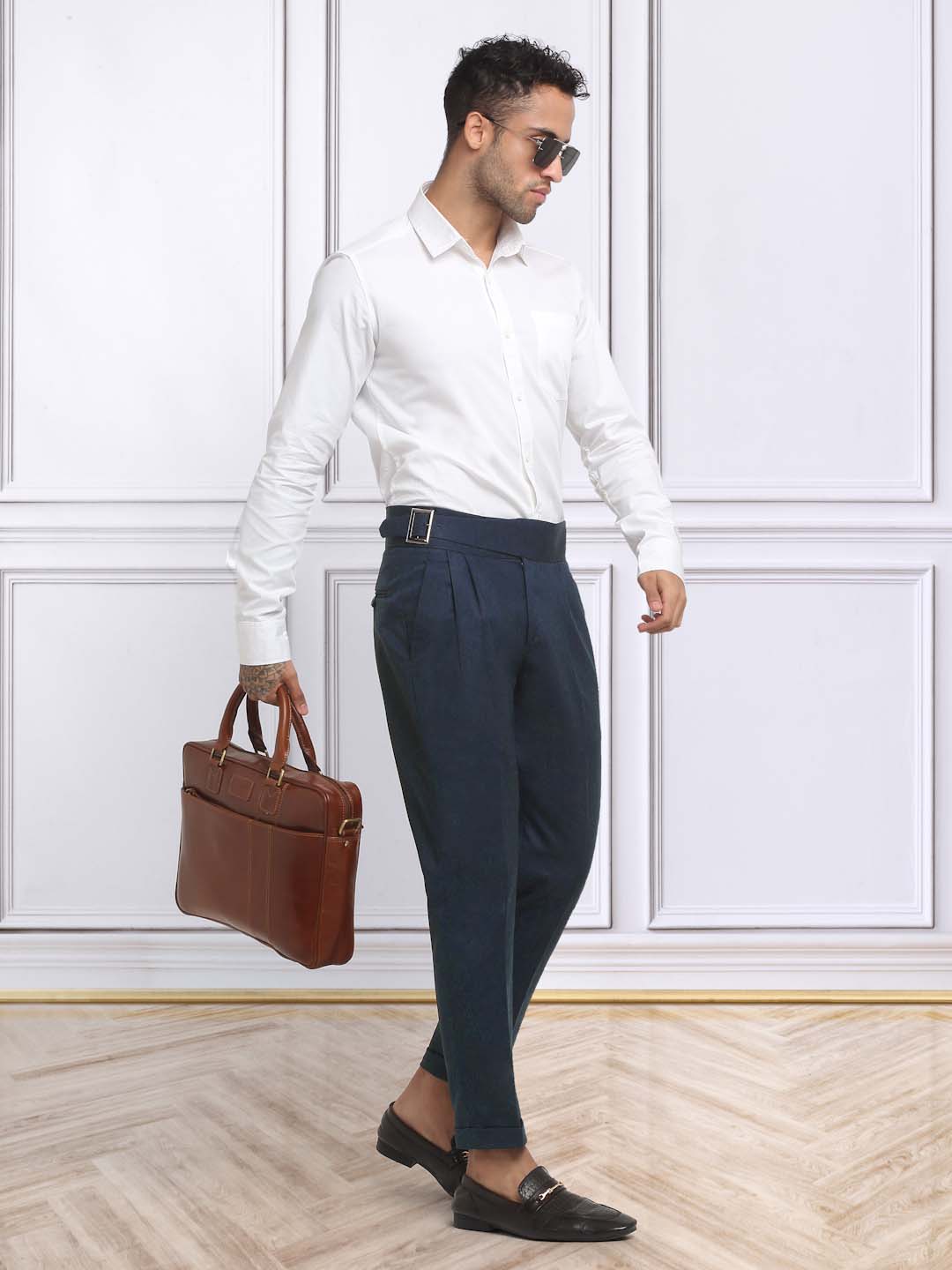 Italian Style Formal Gurkha Pant-NavyBlue