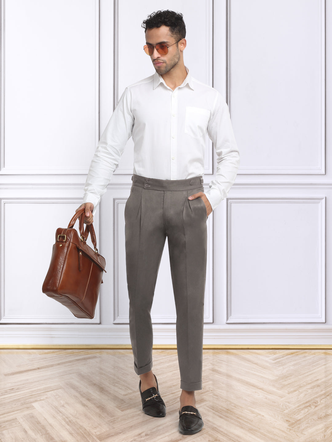 Italian Style Formal Gurkha Pant-Brown