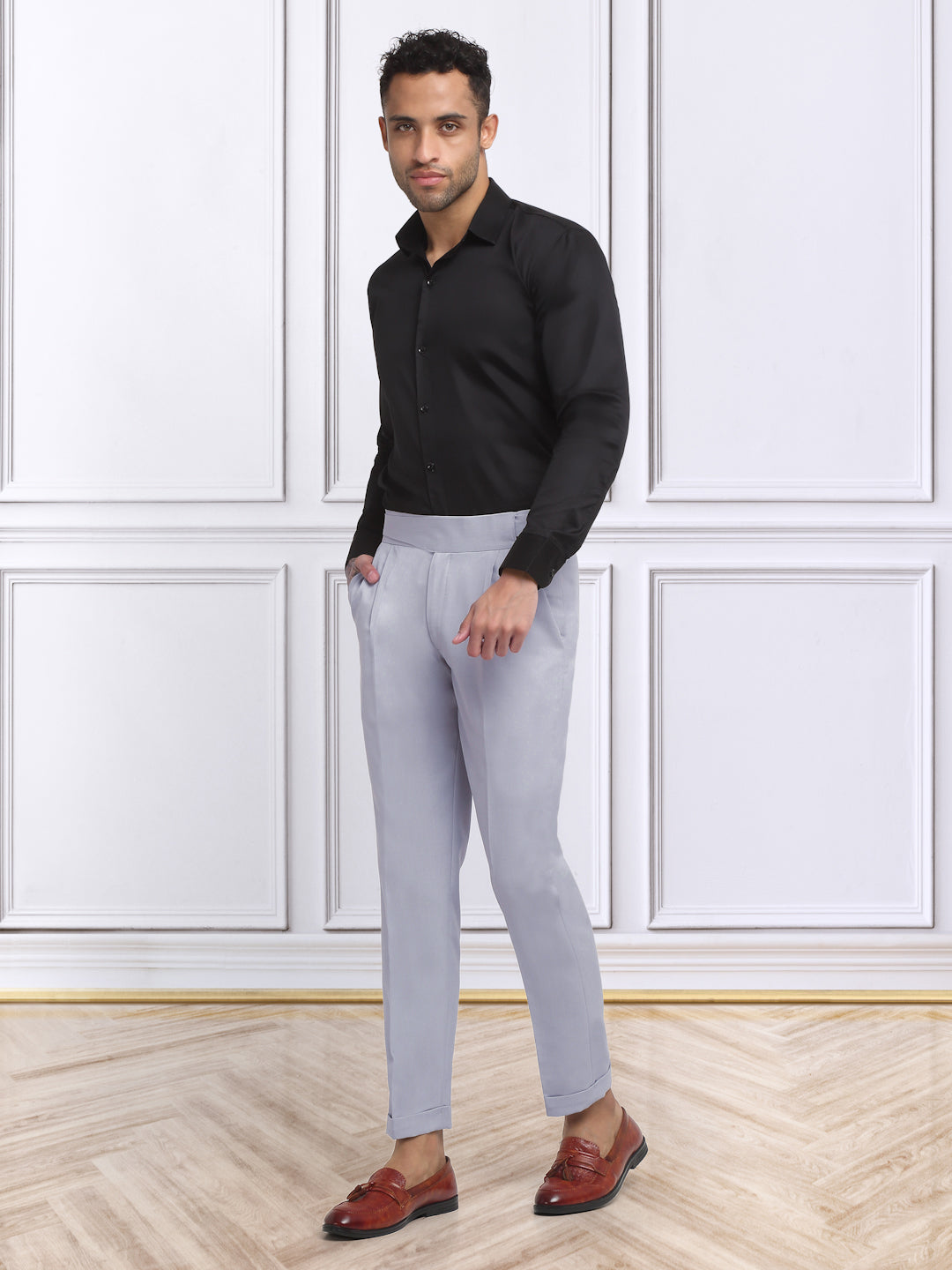 Italian Style Formal Gurkha Pant-Grey