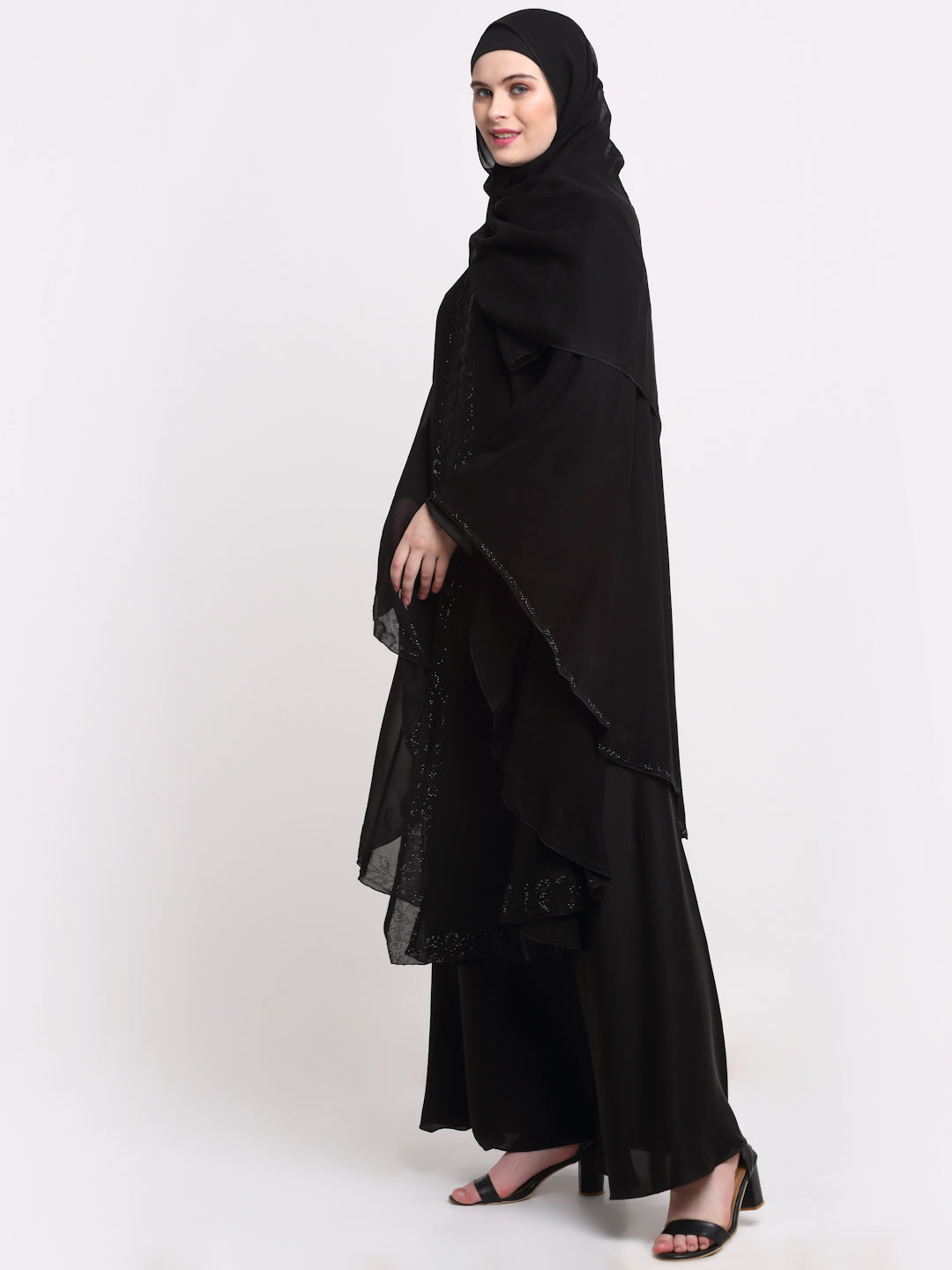 Klotthe Women Black Solid Burqa With Scarf