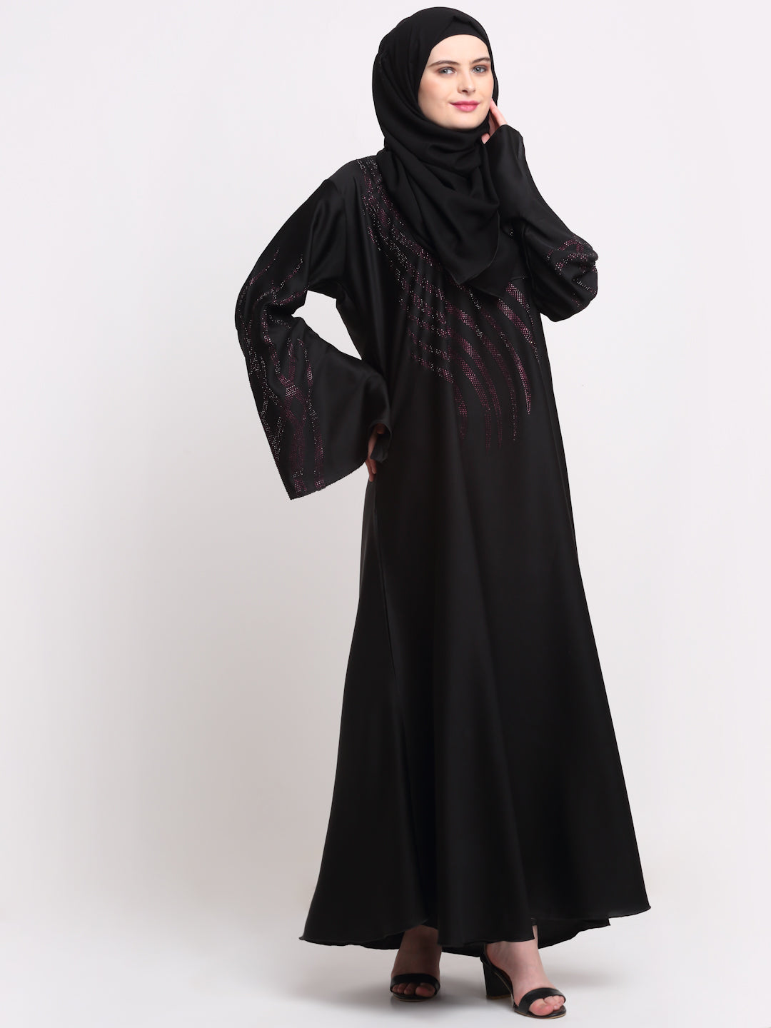 Klotthe Women Black Solid Burqa With Scarf