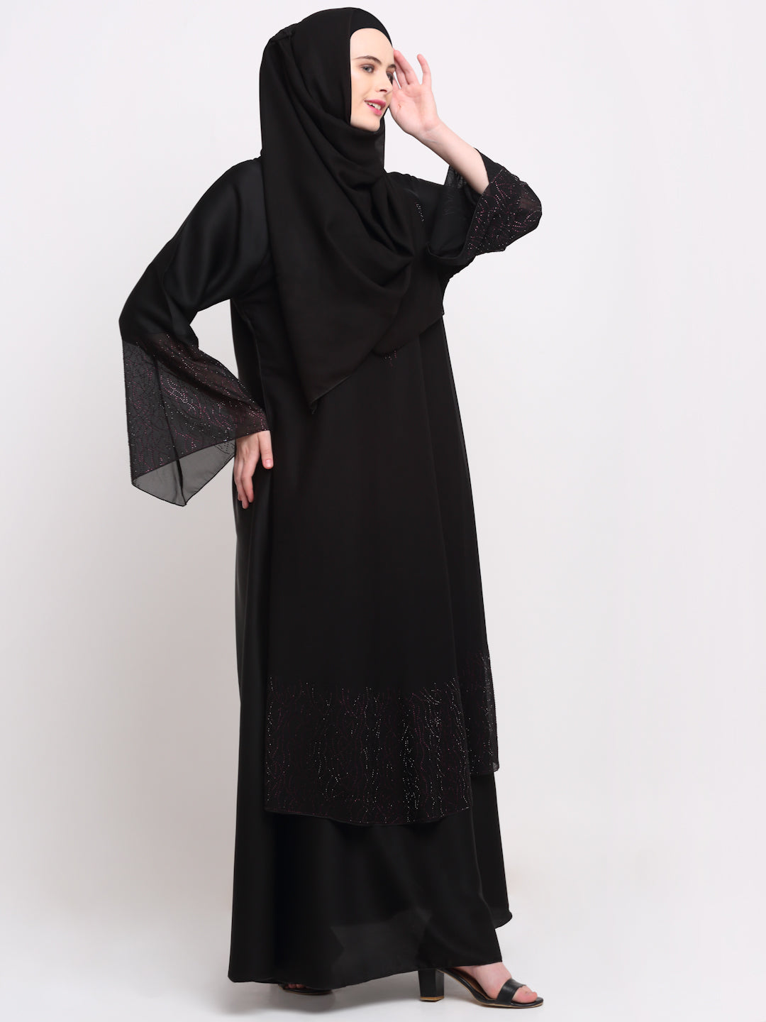 Klotthe Women Black Solid Burqa With Scarf