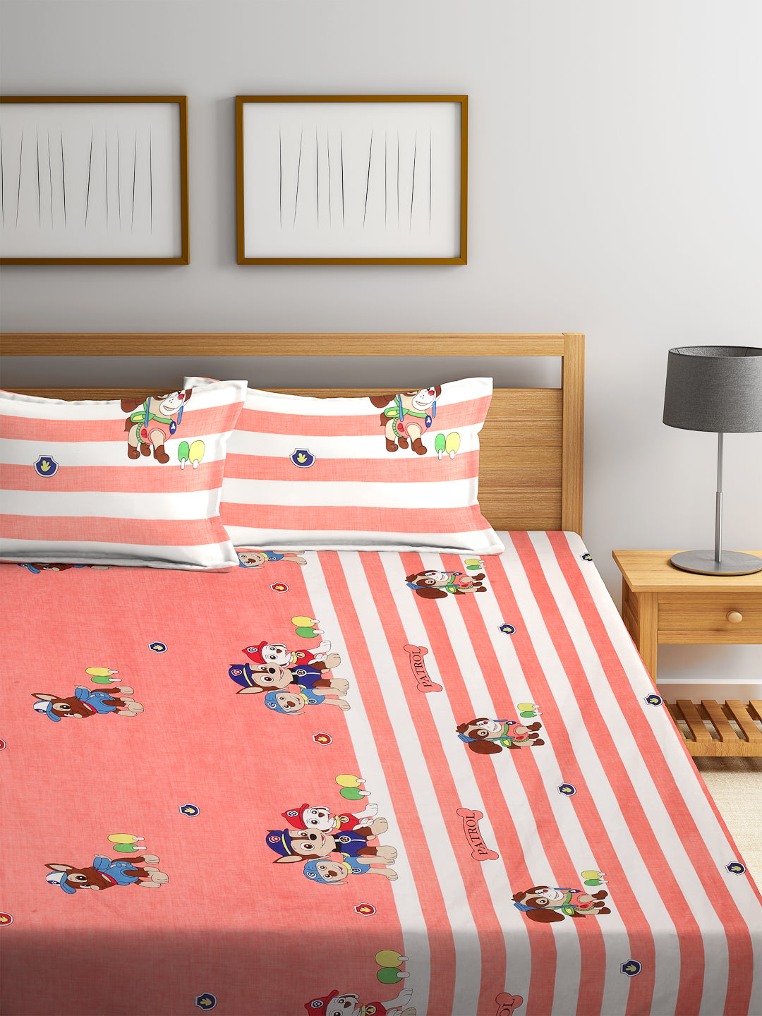 Special Kid's Edition Dinosaur Brown King Size Bed Sheet Set with 2 Pillow Covers by Klotthe® (250X220 cm)