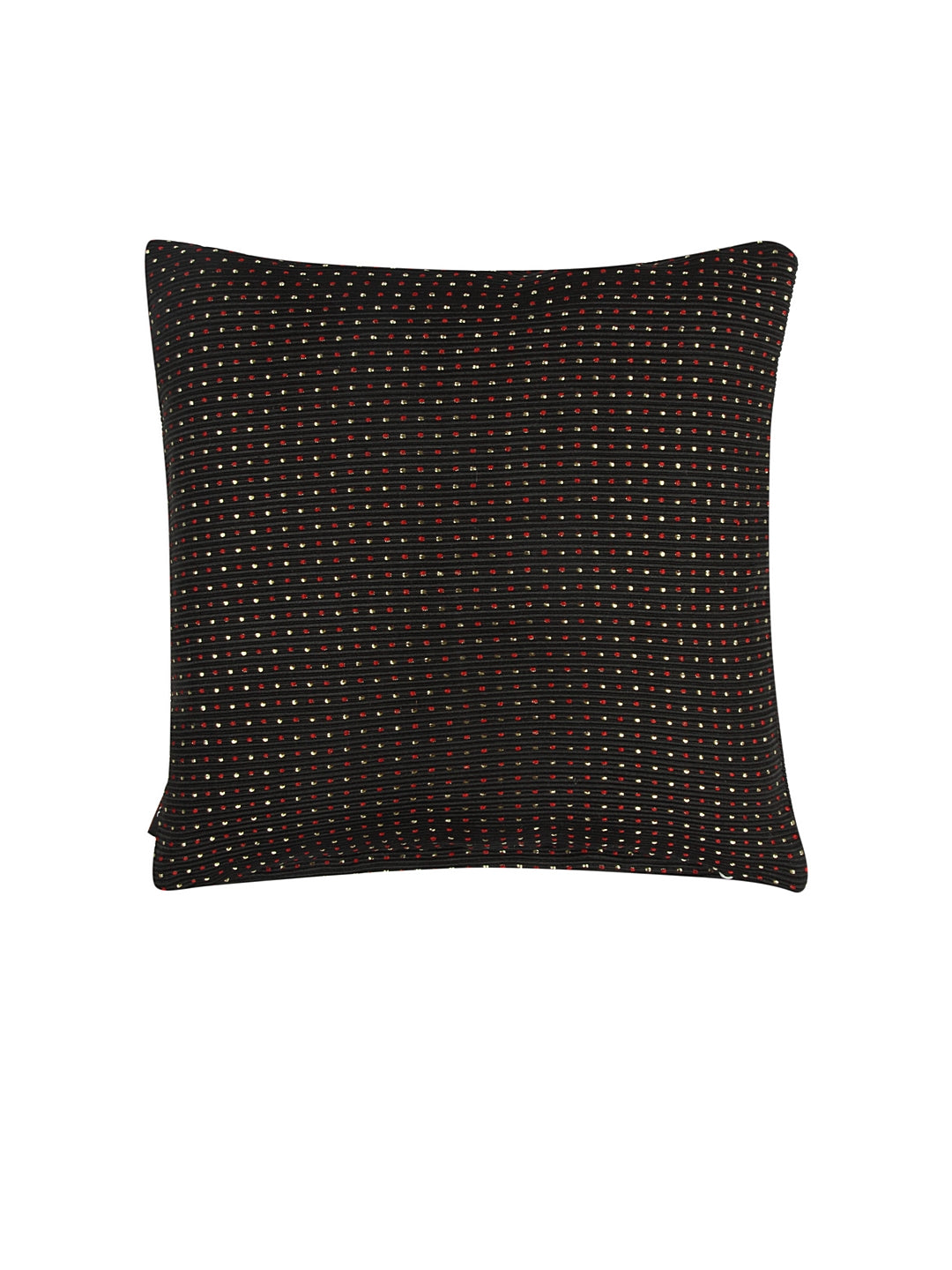 KLOTTHE Set of 5 Black Polycotton Embellished Cushion Covers (35X35 cm)