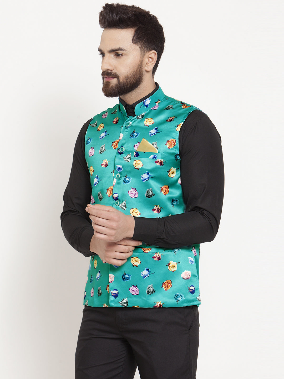 Green Cotton Linen Party Nehru Jackets