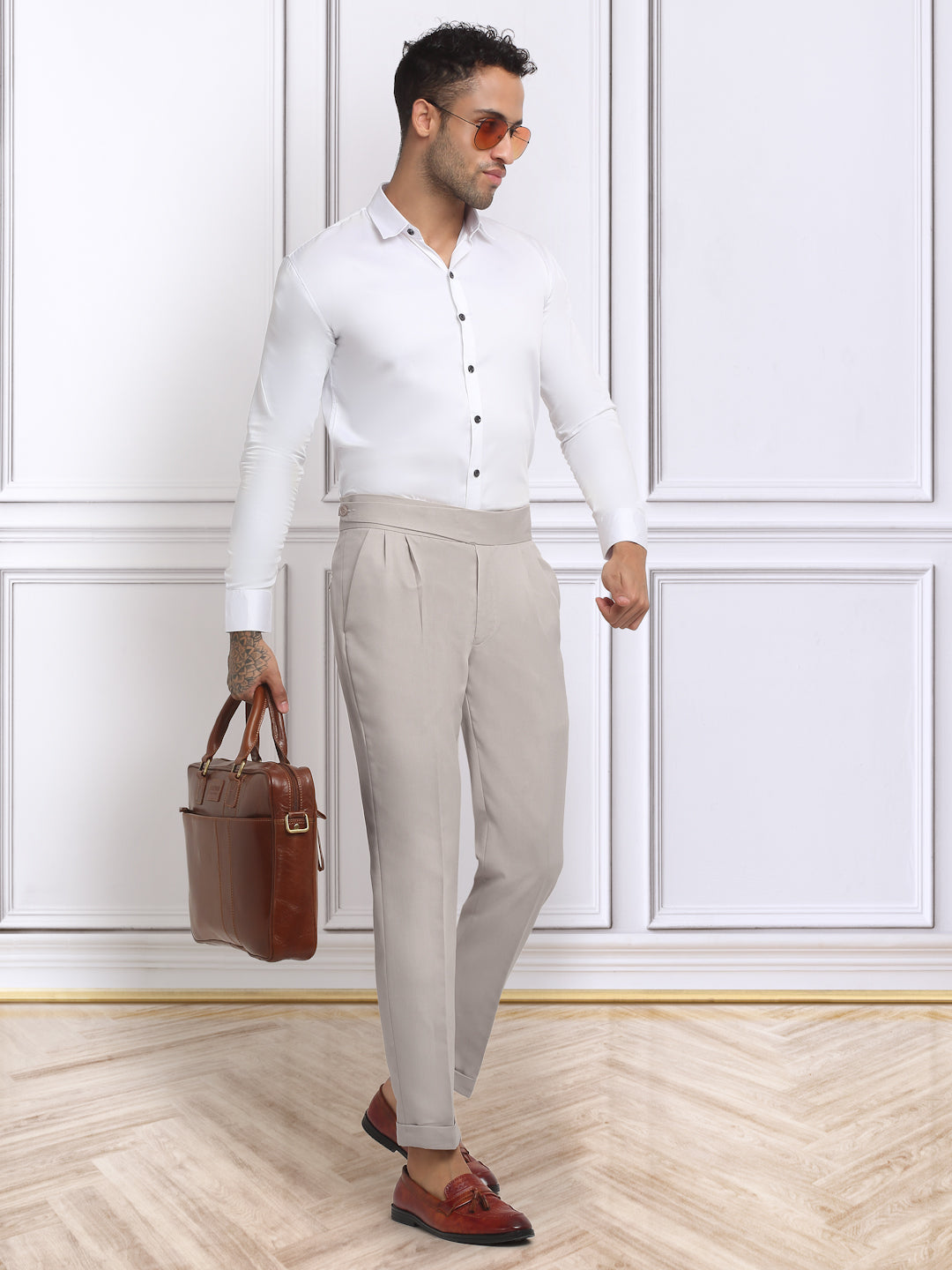 Italian Style Formal Gurkha Pant-Beige