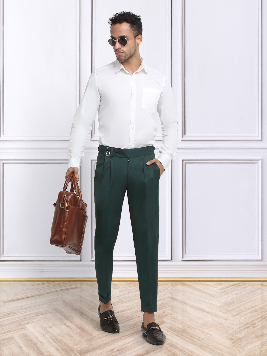 Italian Style Formal Gurkha Pant-BottleGreen