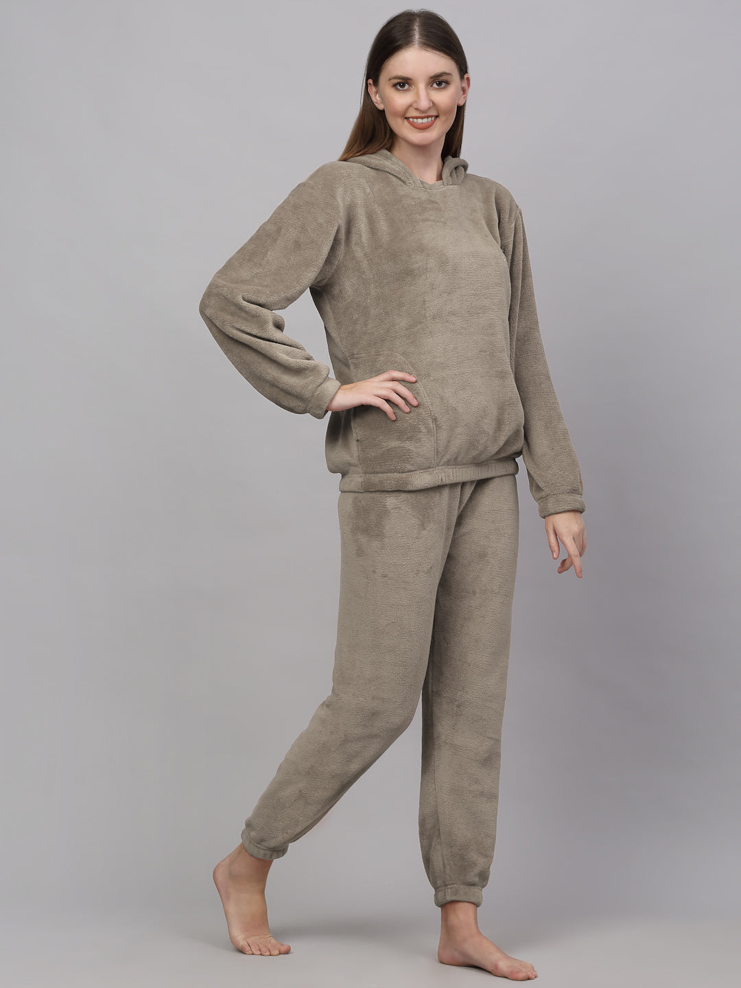 Woolen Fleece Winter Warm Hooded Night Suits for Women by KLOTTHE