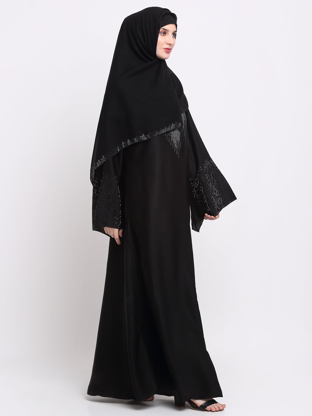 Klotthe Women Black Solid Burqa With Scarf