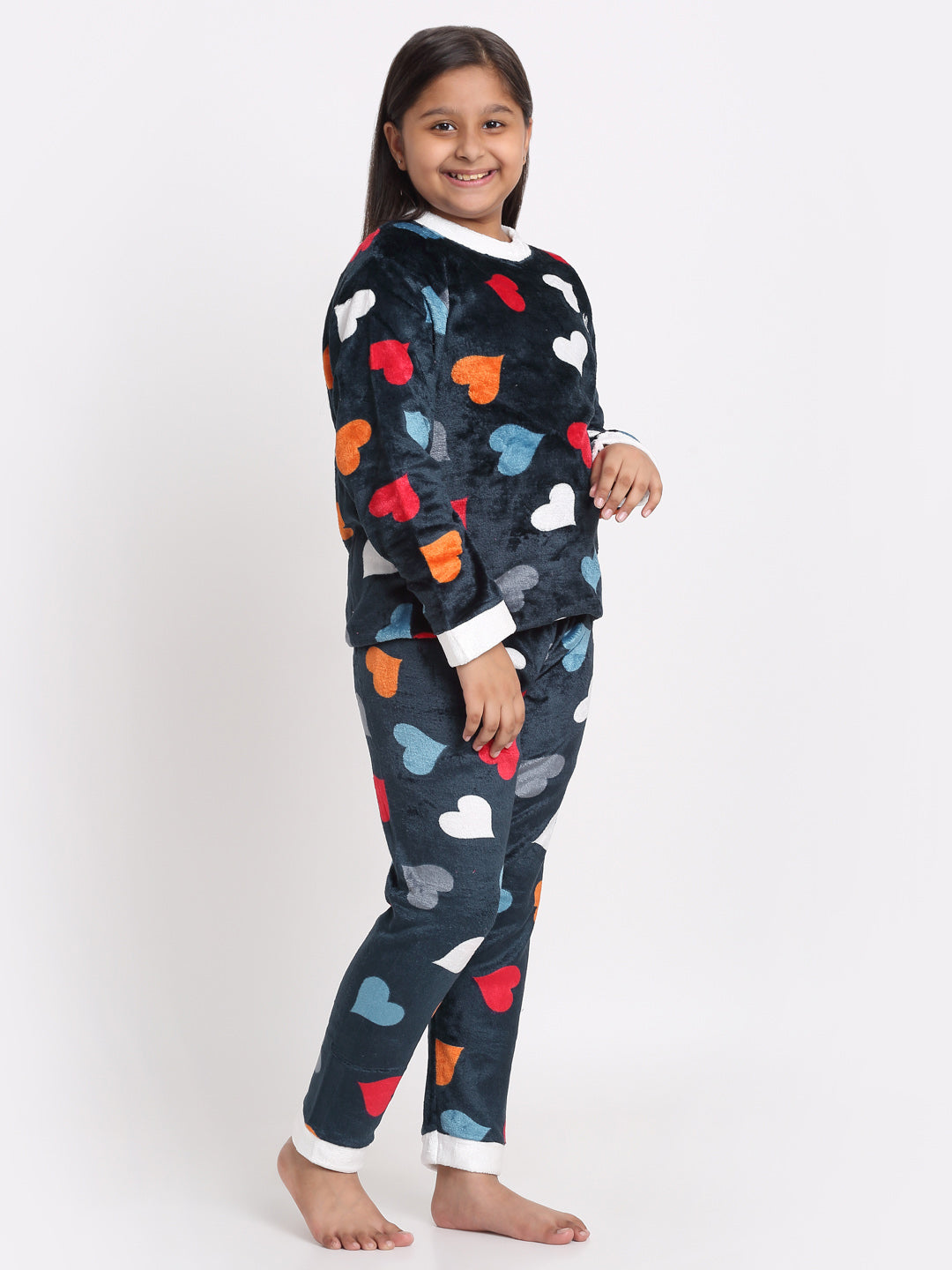 Klotthe Girls Multicolor Floral Wool Blend Night Suit