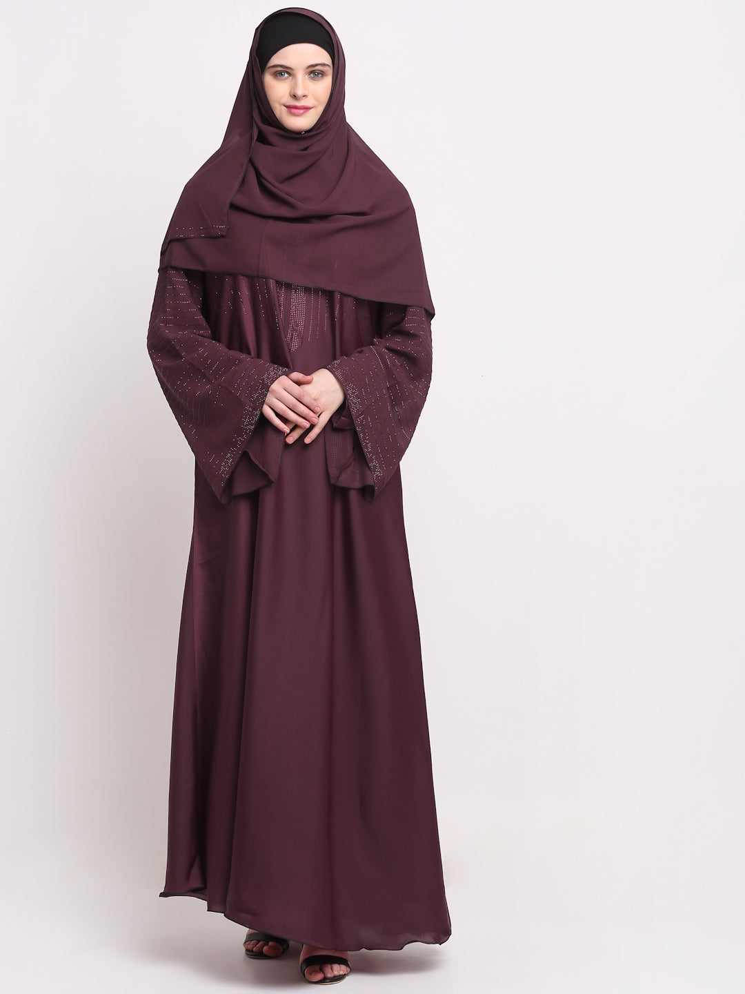 Klotthe Women Maroon Solid Burqa With Scarf