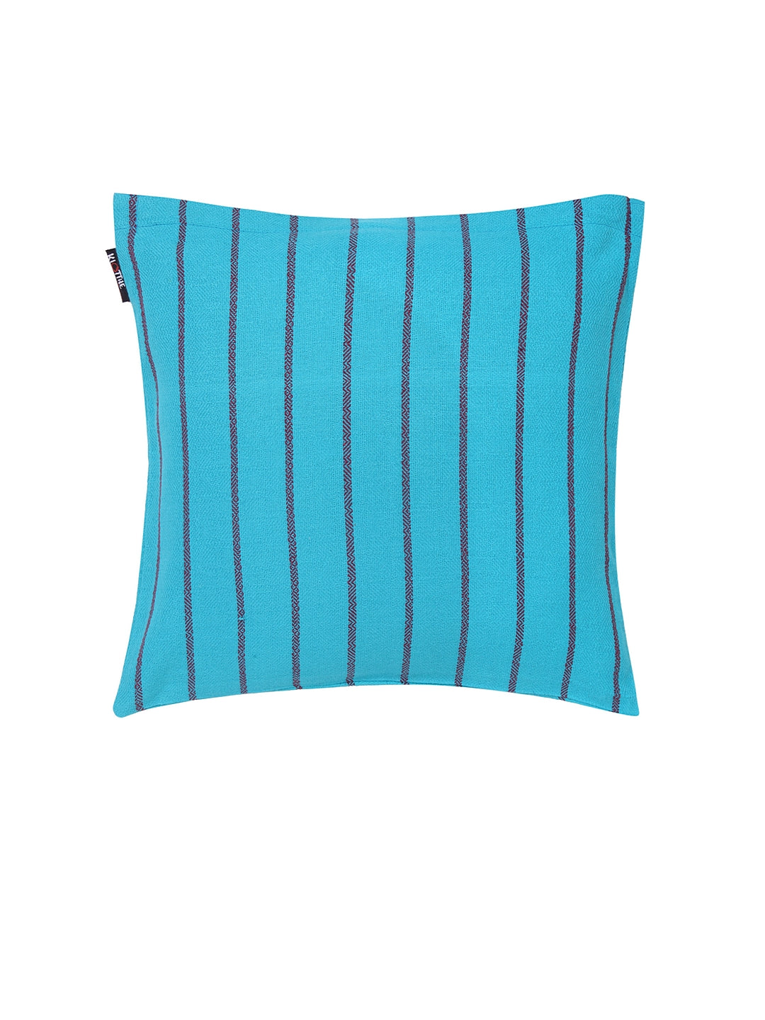 KLOTTHE Turquoise Cotton Striped Cushion Covers (40X40 cm)