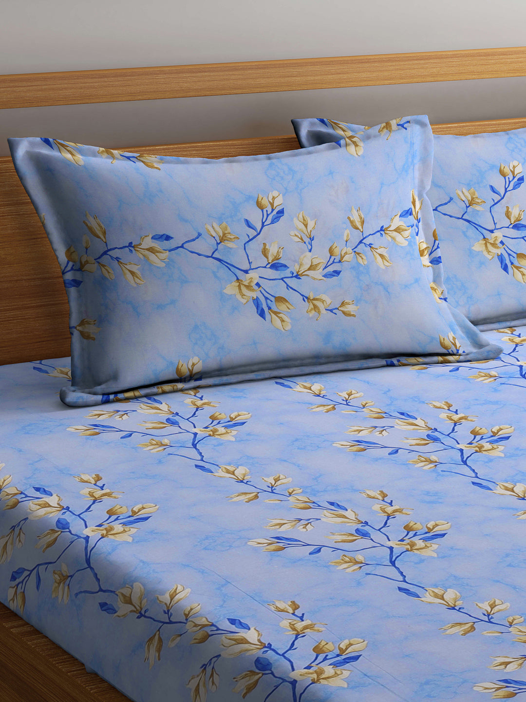 Klotthe Multicolor Floral 400 TC Pure Cotton Double Bedsheet Set in Book Fold Packing