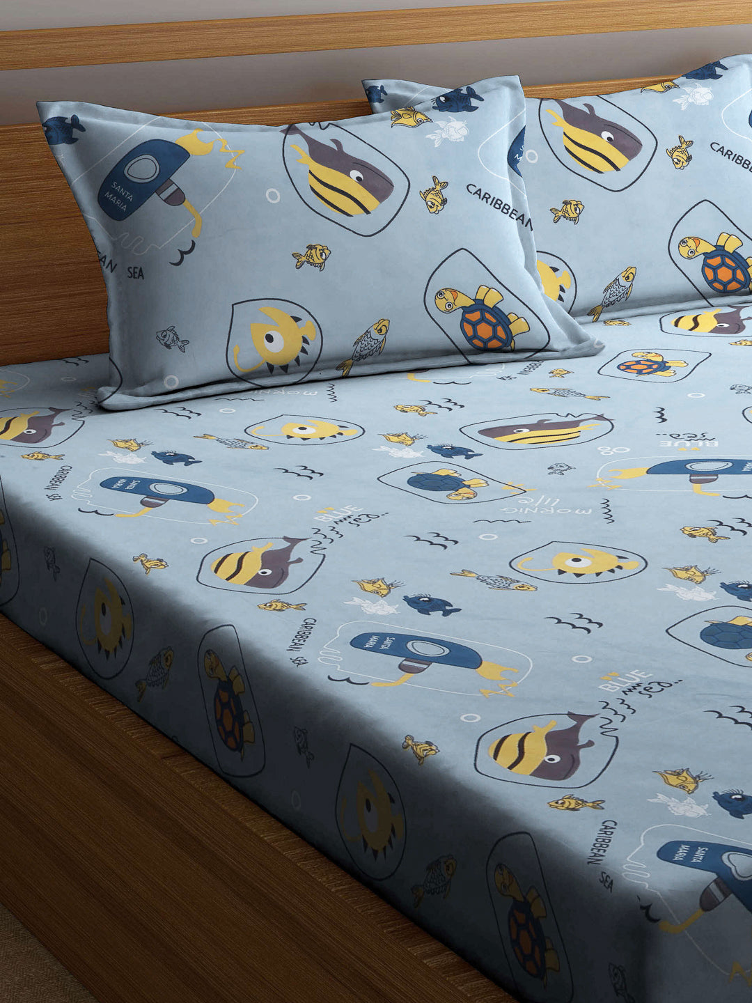 Kid's Special Cartoon Print Double Bedsheet with 2 Pillow Covers