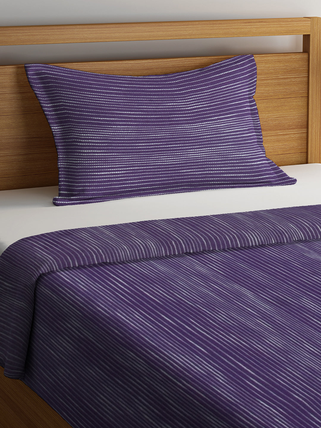 KLOTTHE Violet Cotton Woven Design  Single Bed Cover With 1 Pillow Cover (225X150 cm)