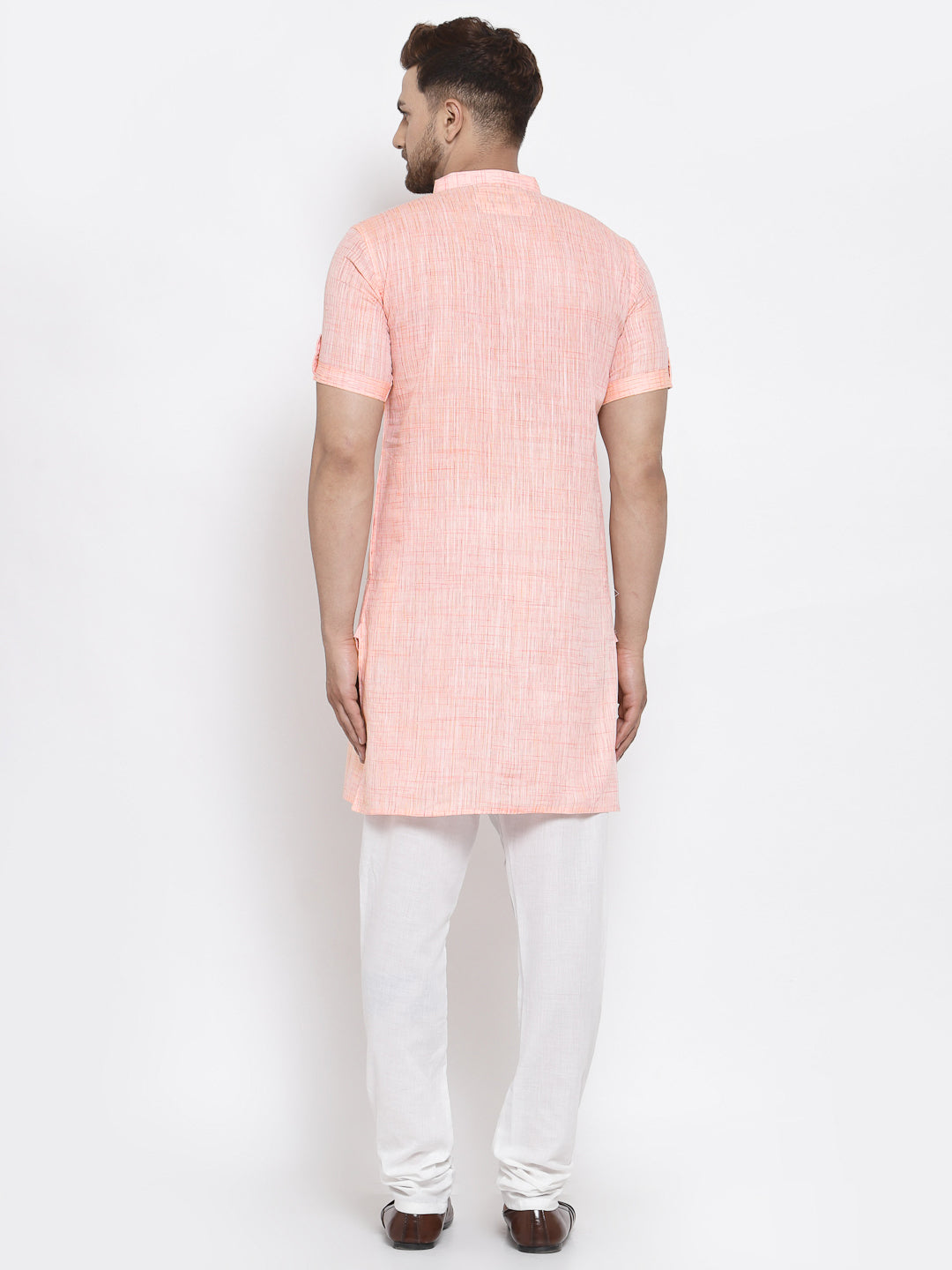 KLOTTHE Peach Cotton Woven Design Kurta