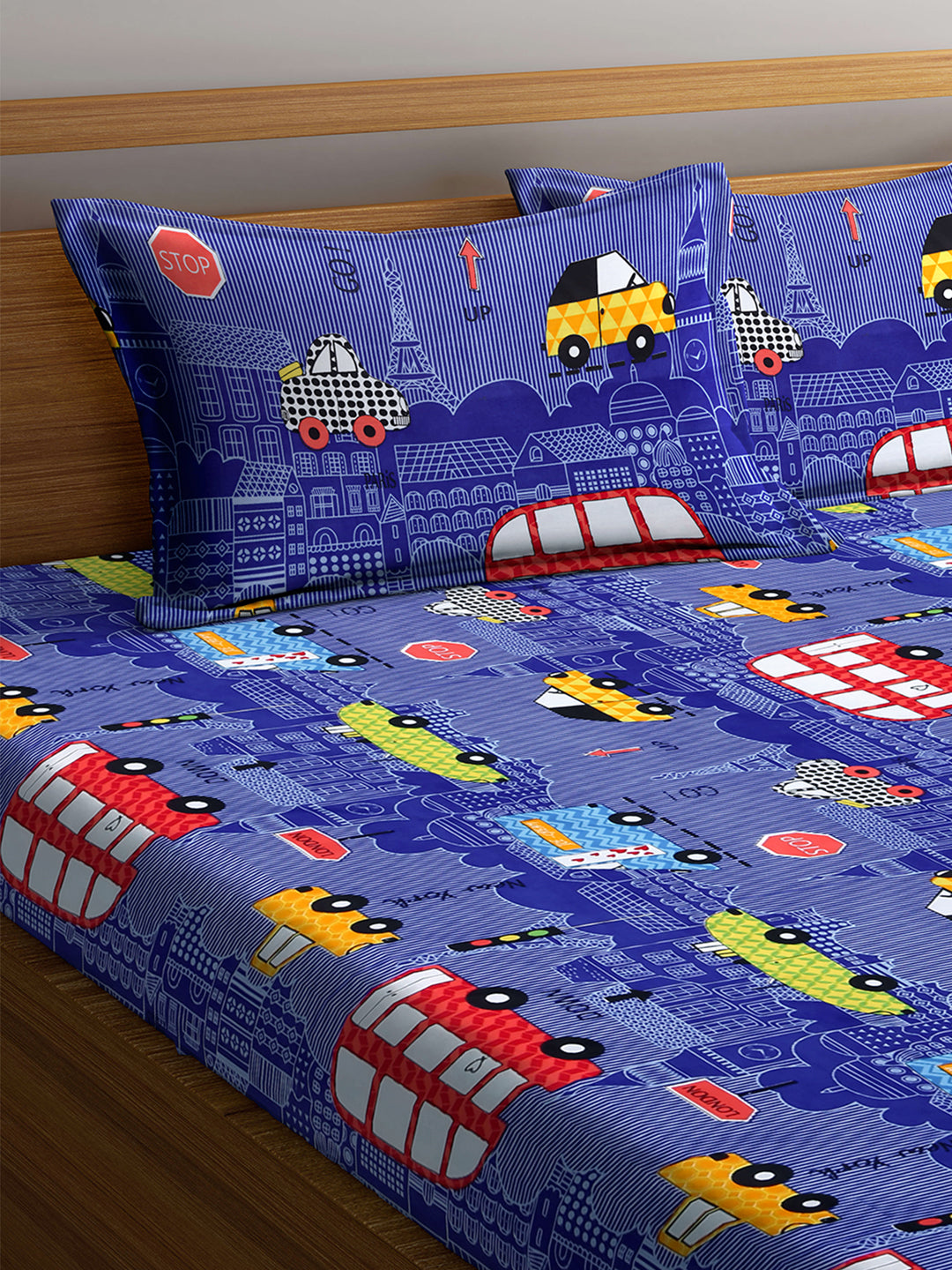 Special Kid's Edition Dinosaur Brown King Size Bed Sheet Set with 2 Pillow Covers by Klotthe® (250X220 cm)