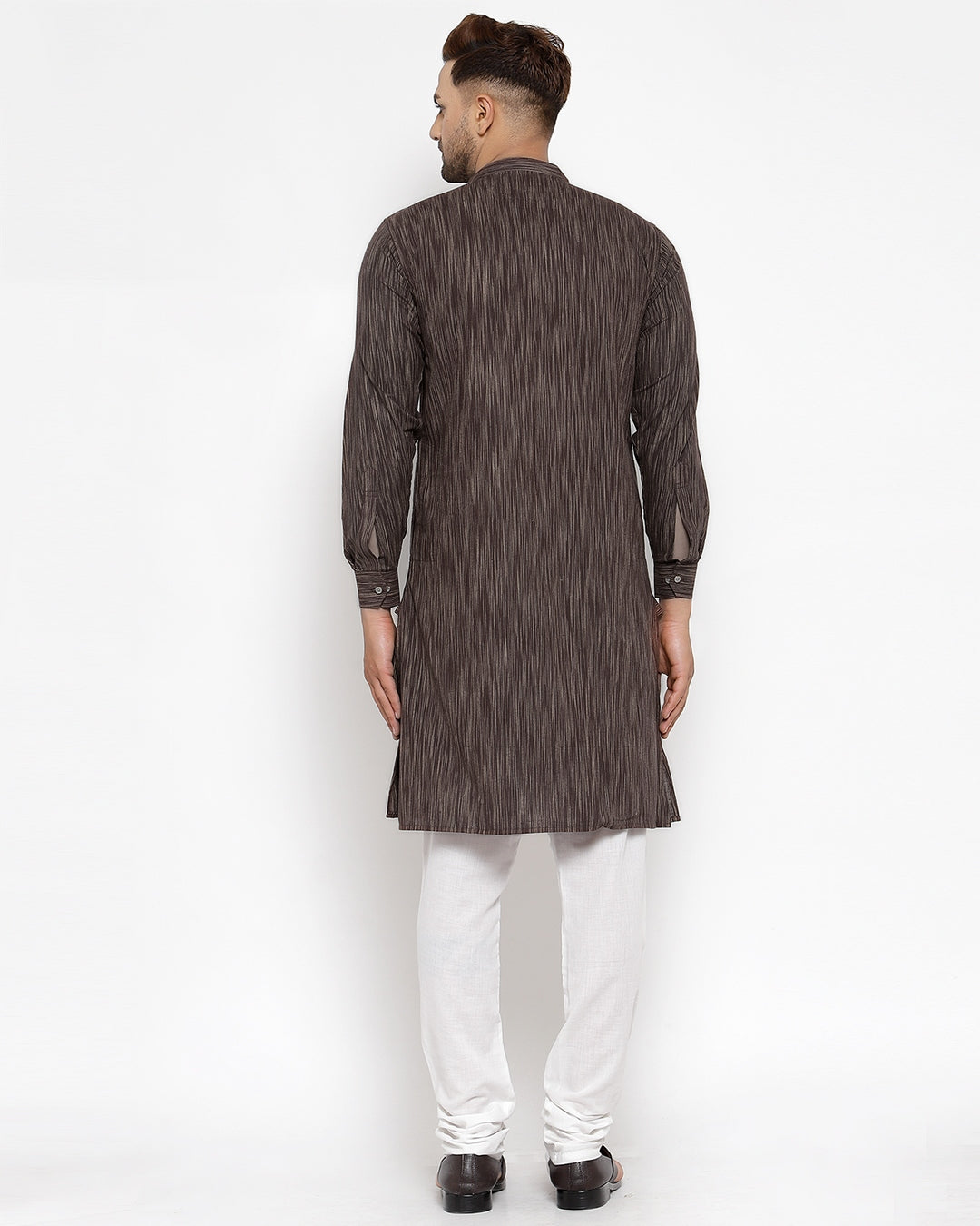 KLOTTHE Brown Cotton Striped Kurta