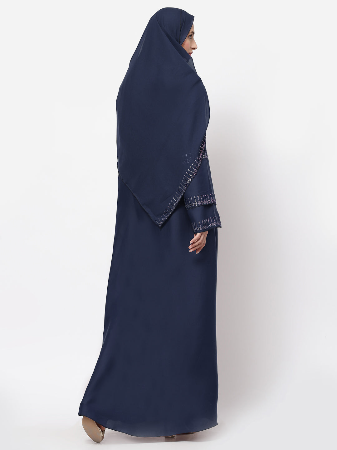 Klotthe Women Blue Embellished Burqa With Scarves