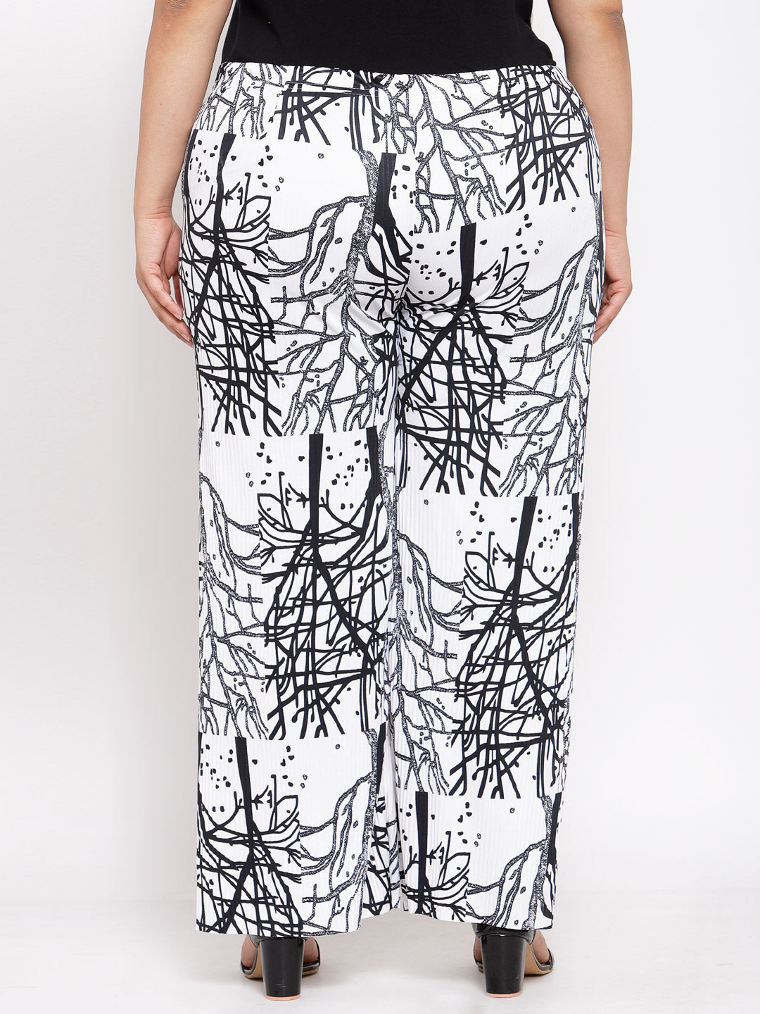 Klotthe Wide Leg White Printed Palazzo